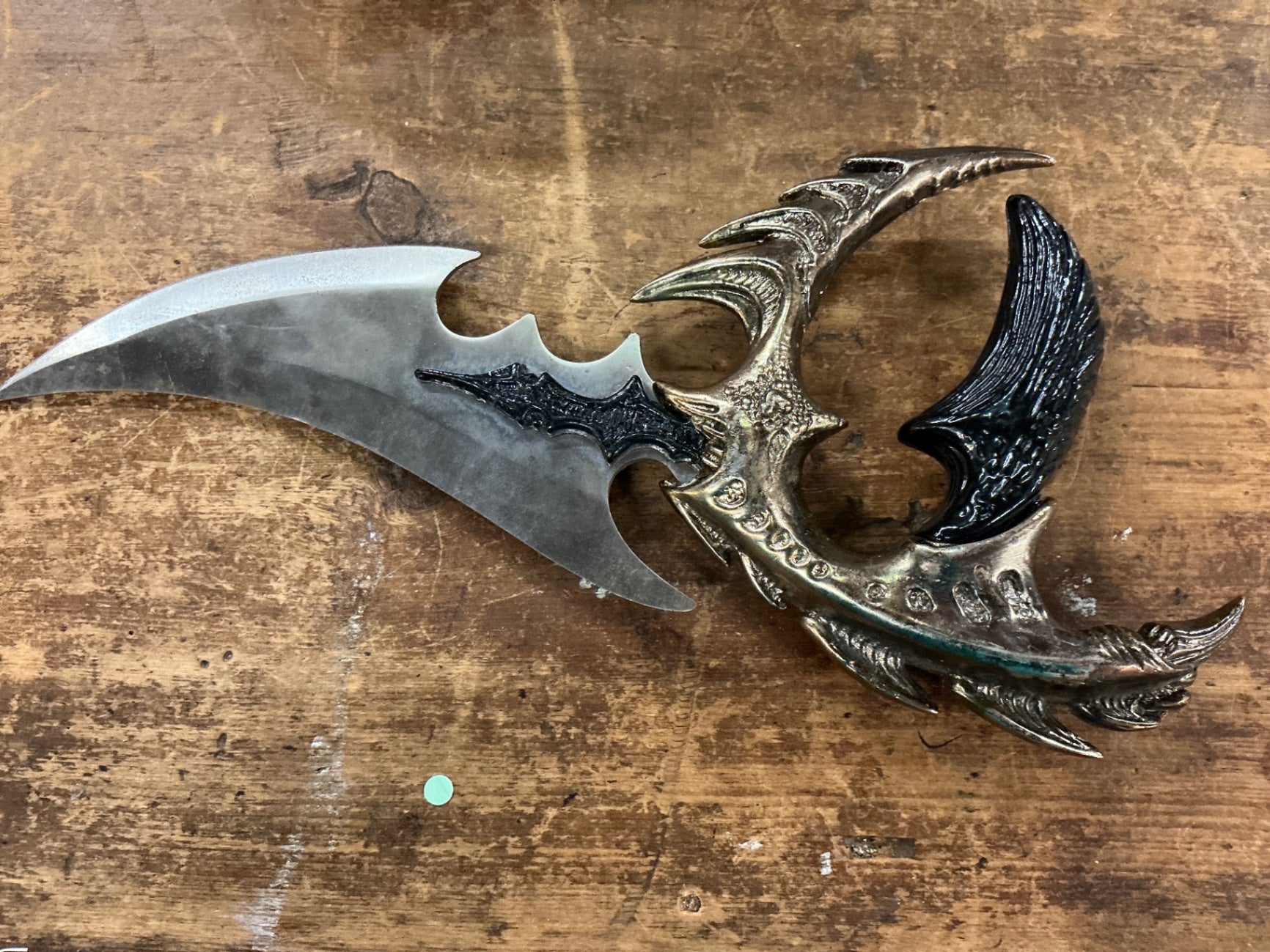 Silver, Black, Gold Metal Knife