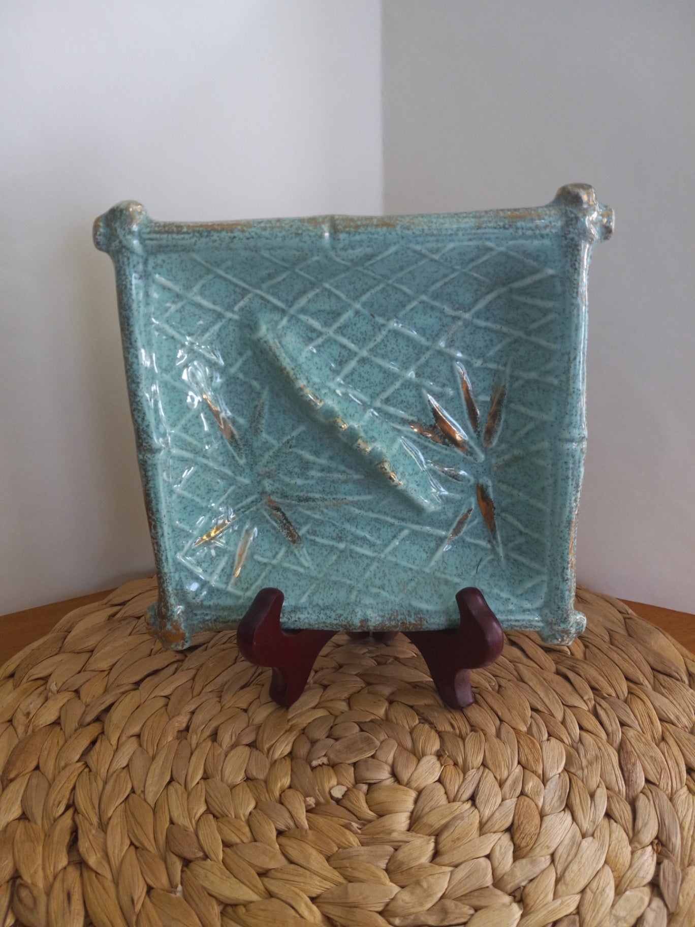 Turquoise 60"s ceramic plate dsc