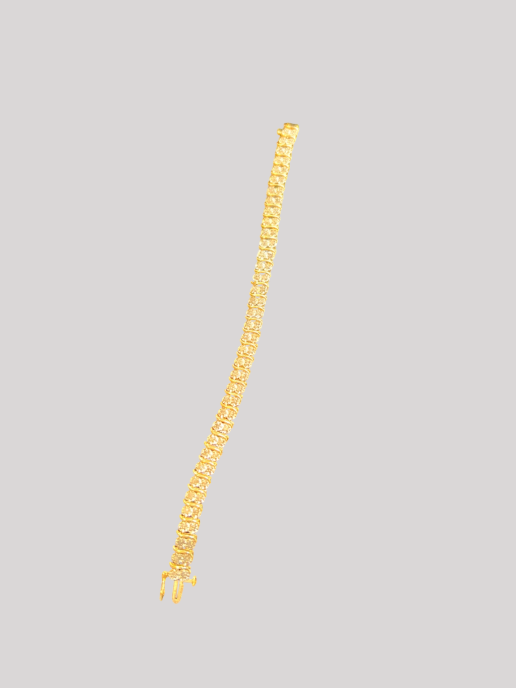 Elegant 10K Yellow Gold Diamond Tennis Bracelet – 8.42g – Sparkling Round Cut Diamonds