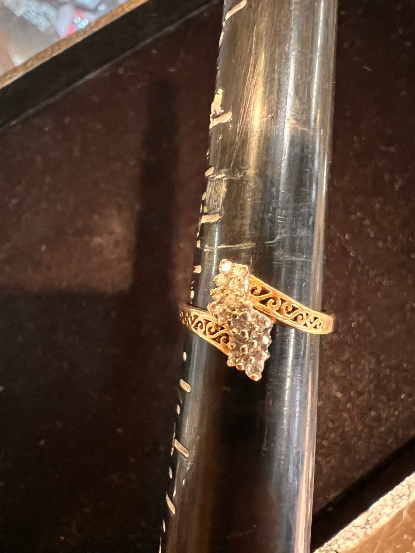 Size 7 10 carat gold and diamond ring
