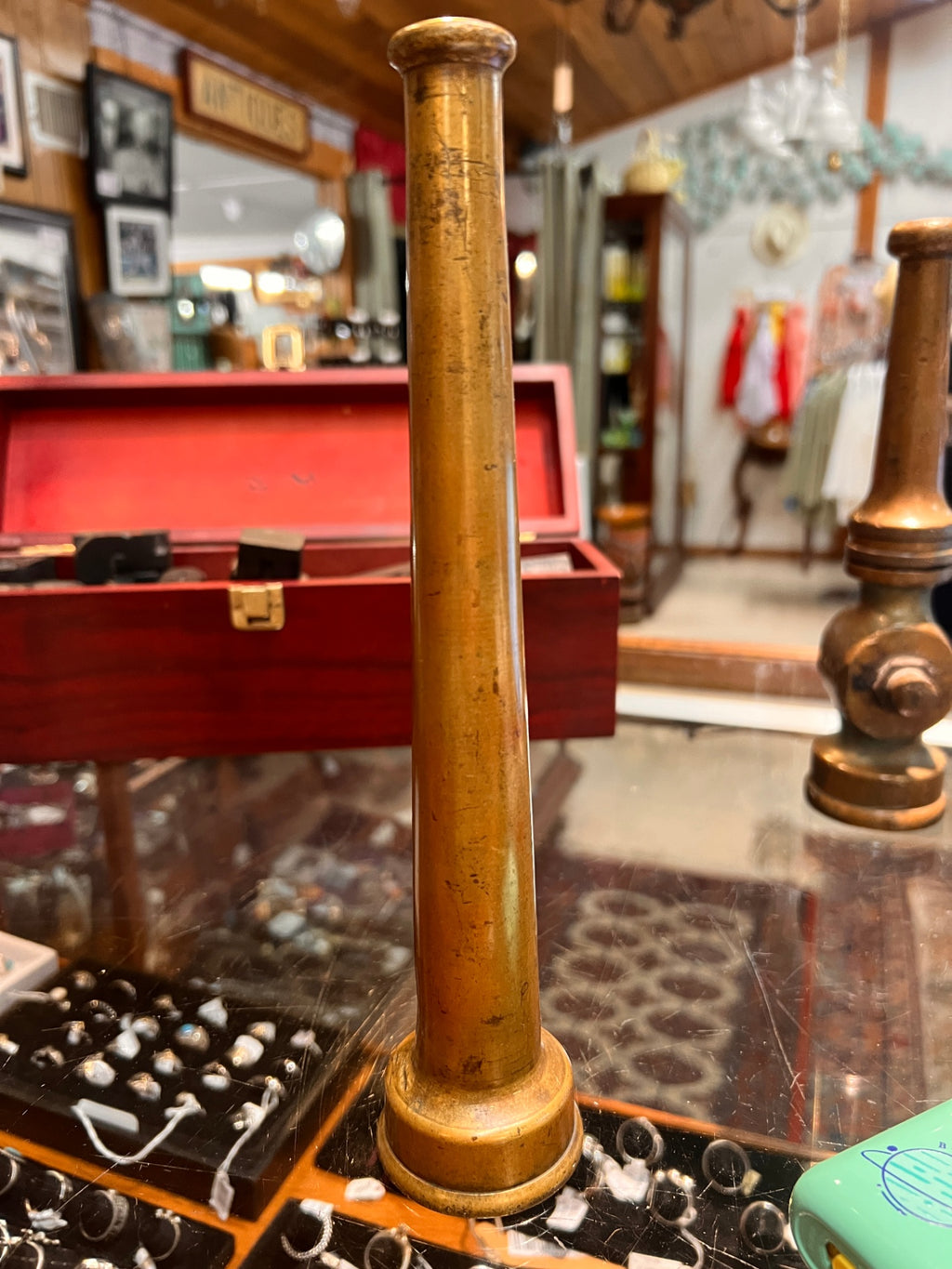 Antique Brass Fire Hose Nozzle – Smooth Bore Straight Stream, Early 20th Century