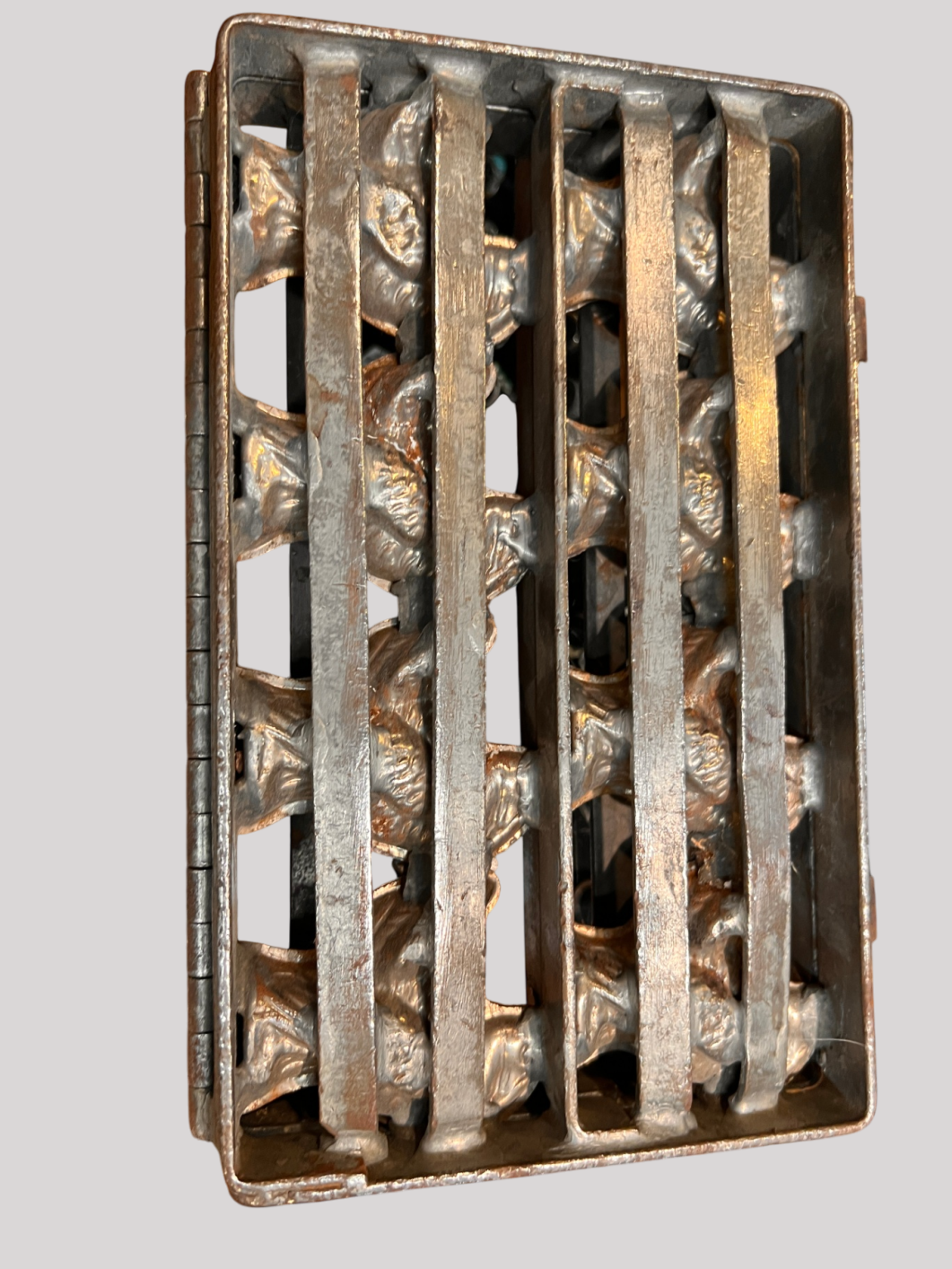 Antique Hinged Metal Chocolate Mold – 16-Count Dove or Bird Form, Early 20th Century