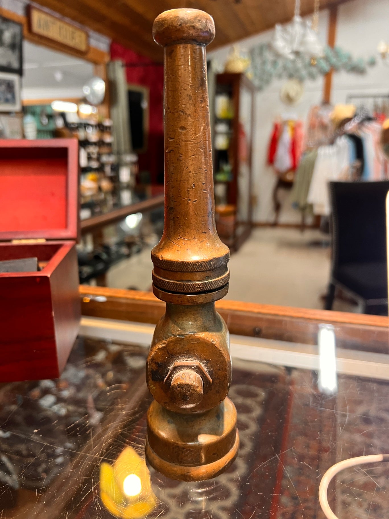 Vintage Brass Fire Hose Nozzle by Allen – Industrial Hydrant Adapter, Early-Mid 20th Century