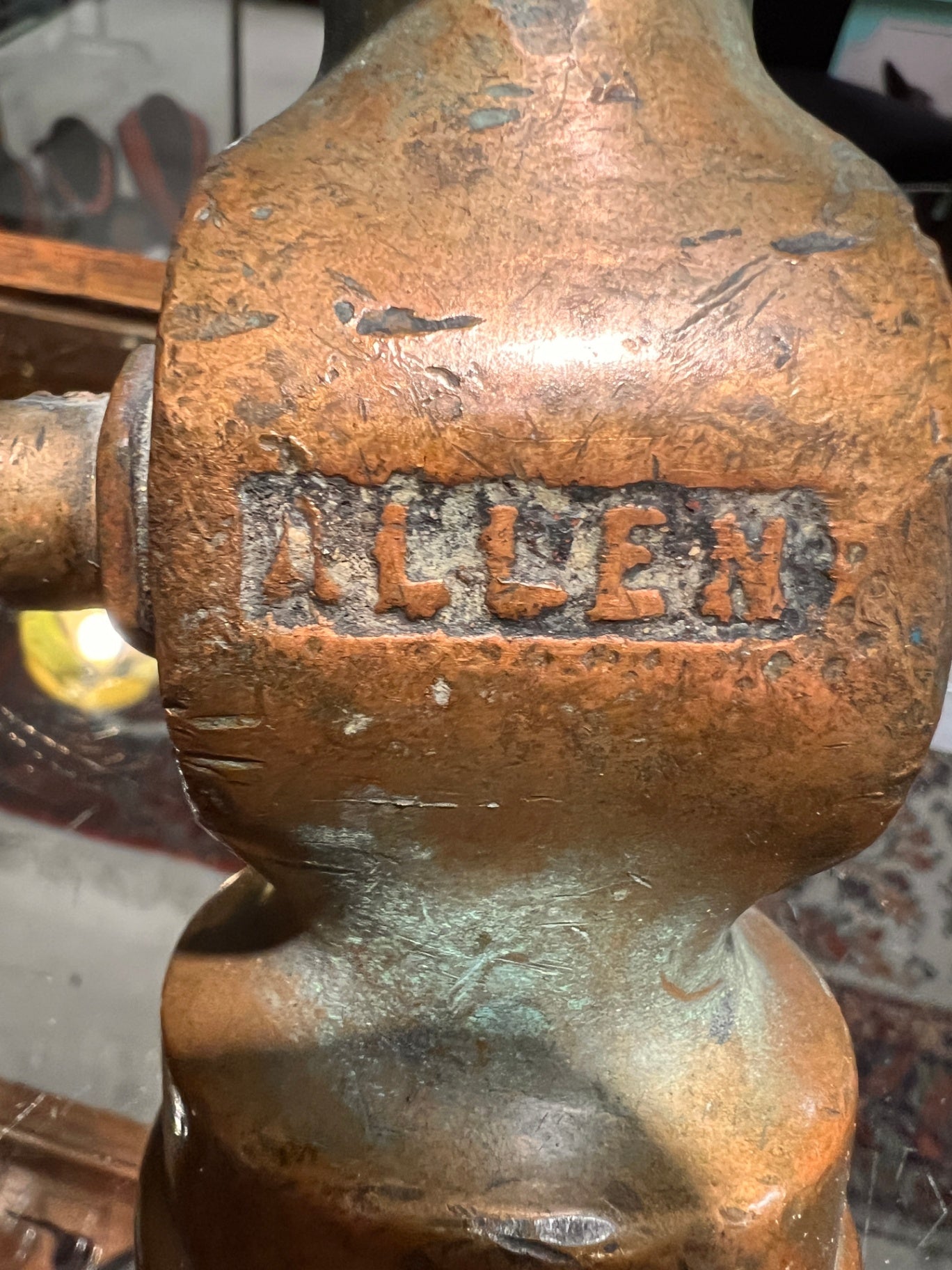 Vintage Brass Fire Hose Nozzle by Allen – Industrial Hydrant Adapter, Early-Mid 20th Century