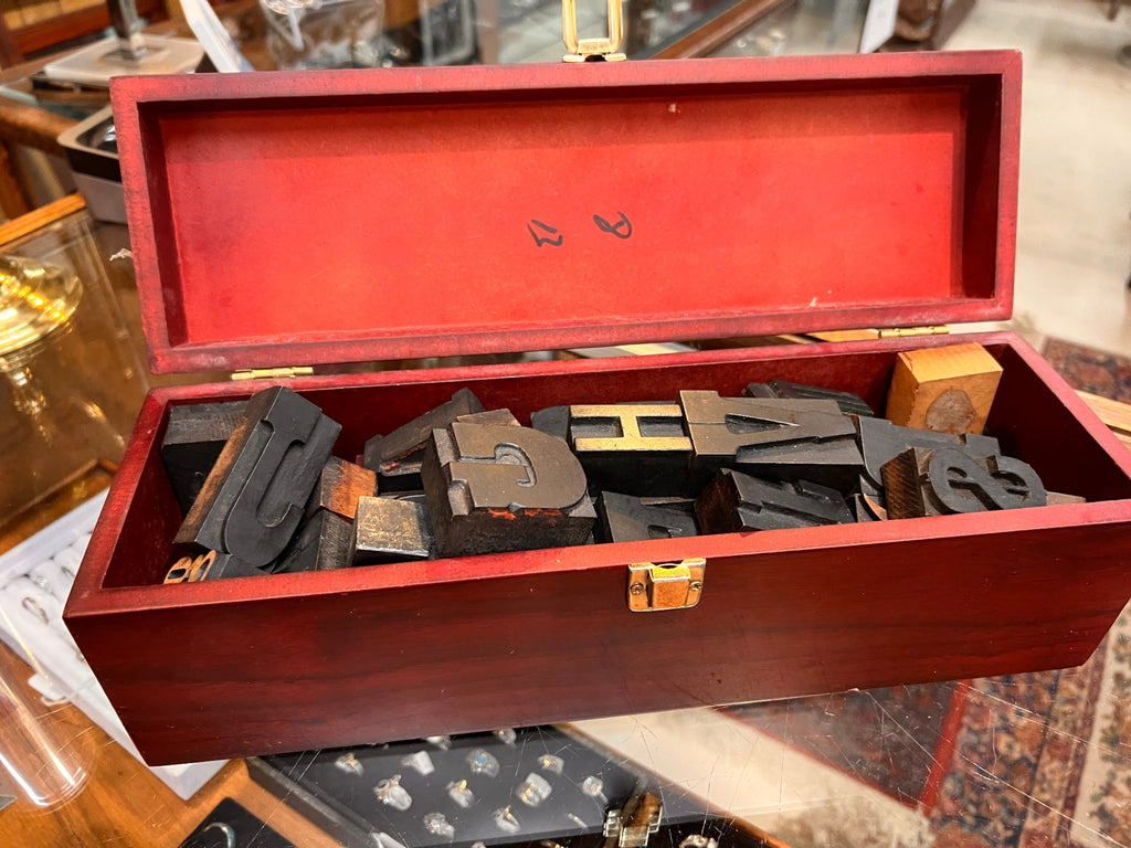 Antique Wood Letterpress Type Set in Box – Mixed Fonts & Sizes, Early 1900s