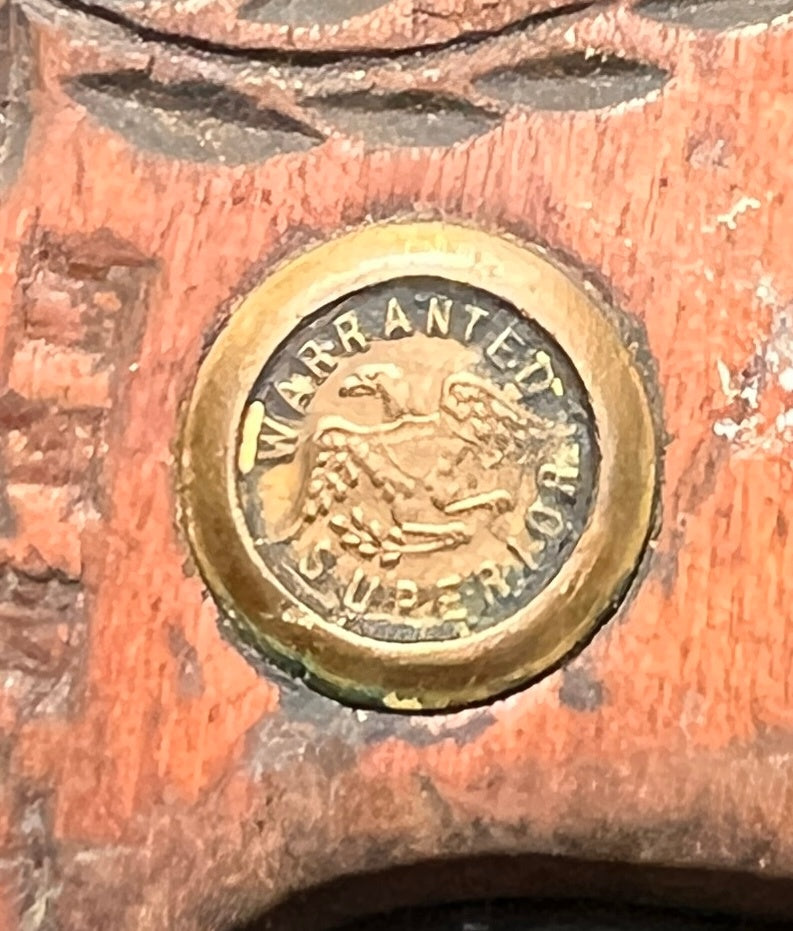  Antique “Warranted Superior” Hand Saw – Carved Wood Handle – USA, Late 1800s