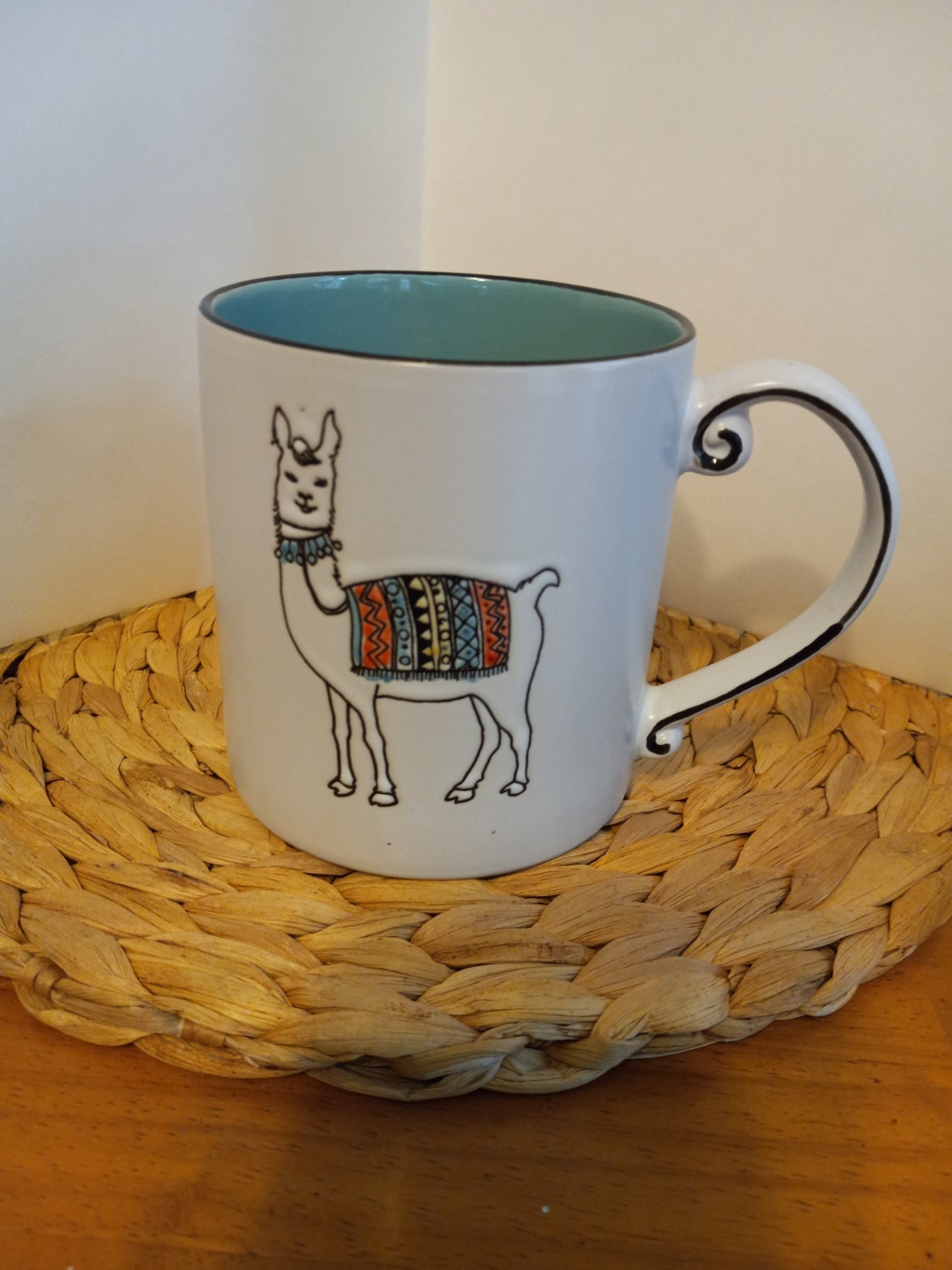 Lama White n teal Mug