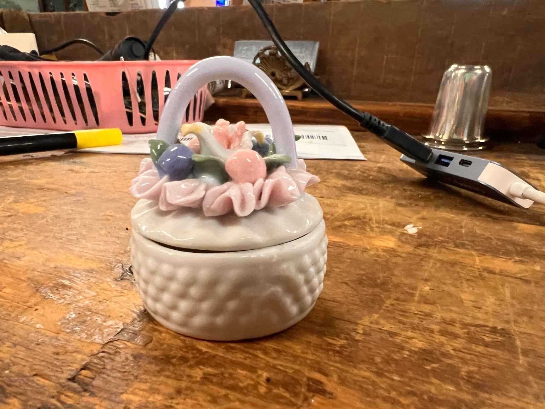 Pastel Pink, Lavender, Green, White, Peach Porcelain Decorative Box