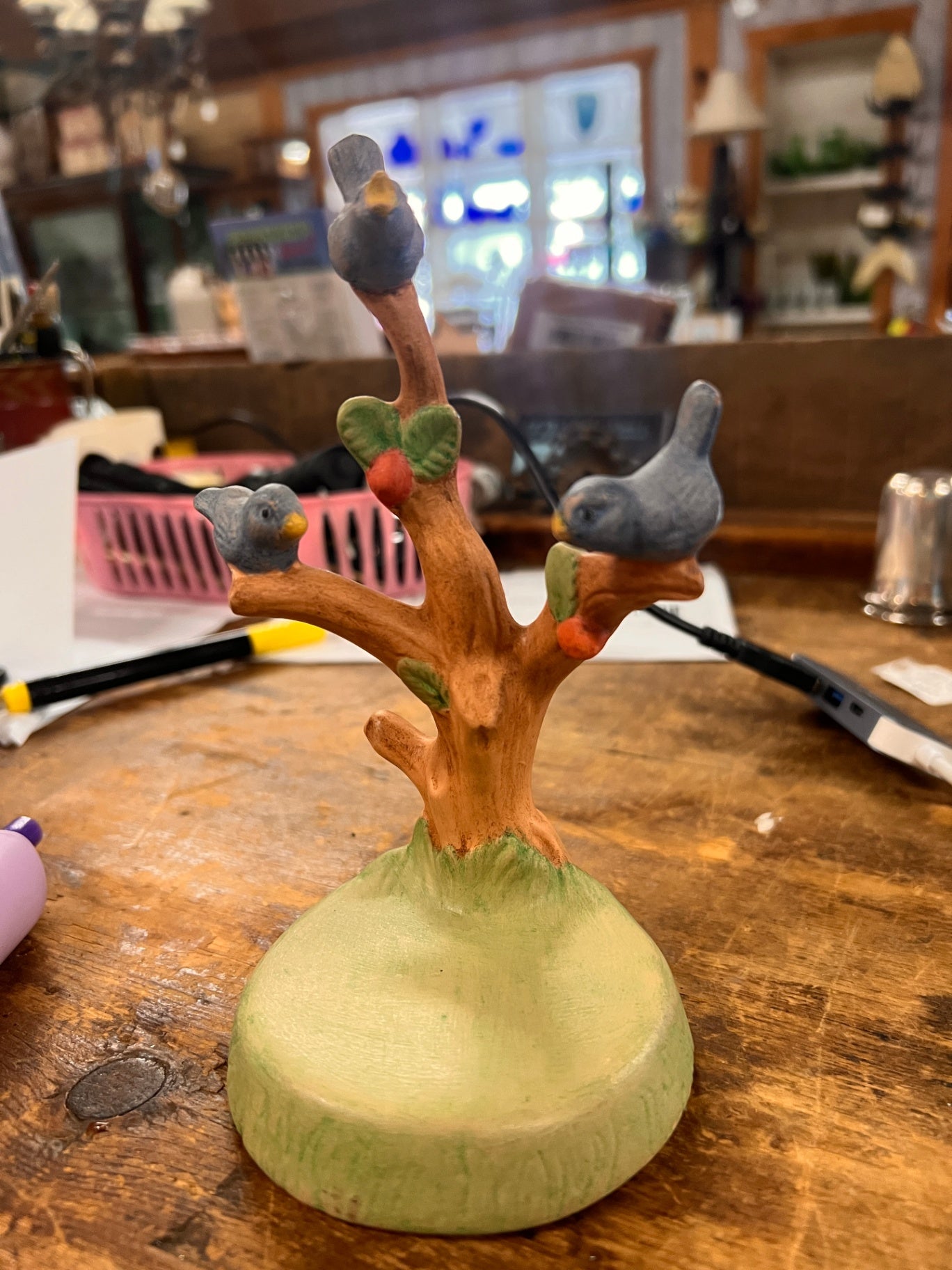 Blue Bird Multi-color Ceramic Decorative Figurine