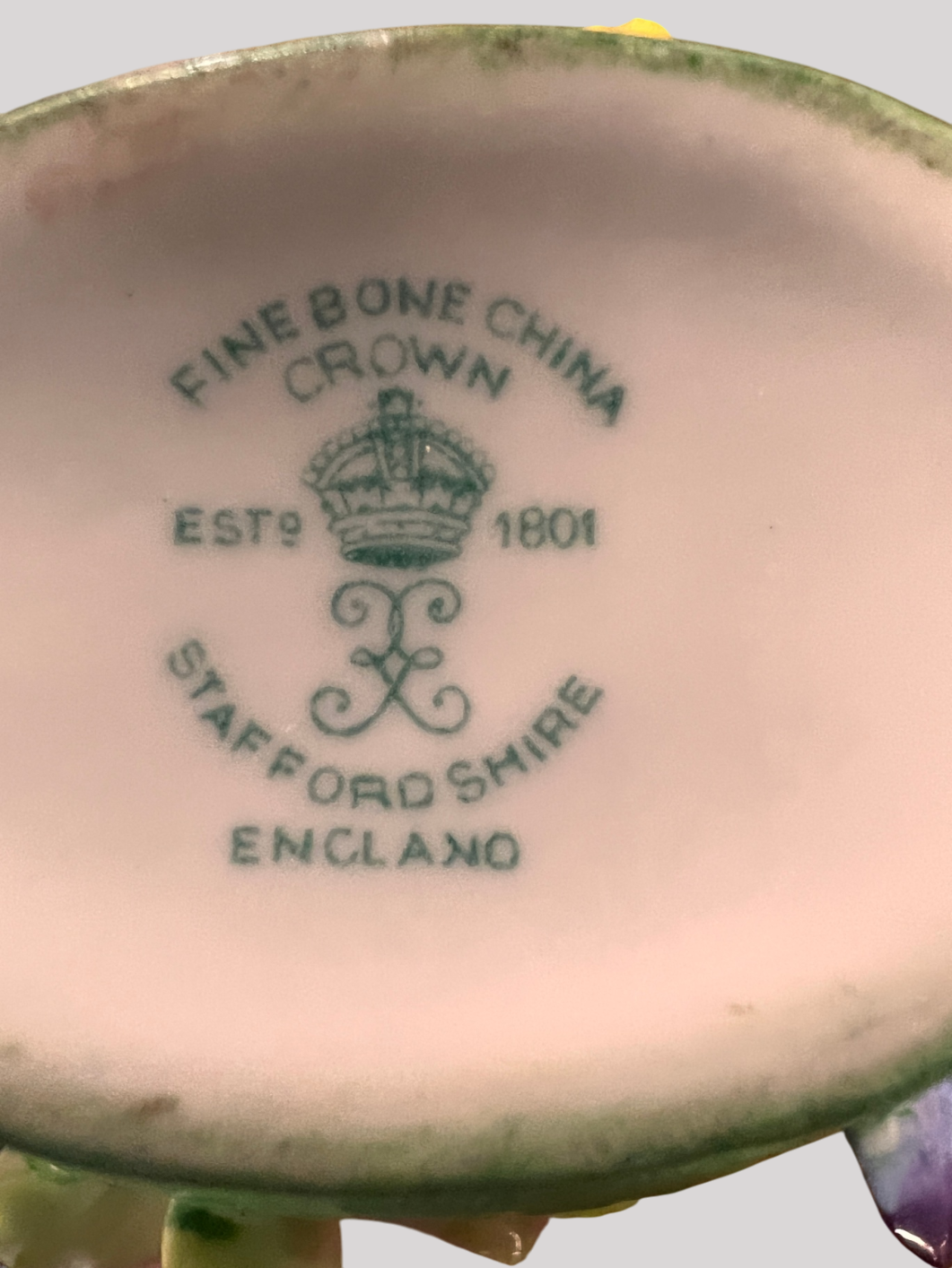 Crown Staffordshire Fine Bone China Hand-Painted Floral Posy – England, c.1950s