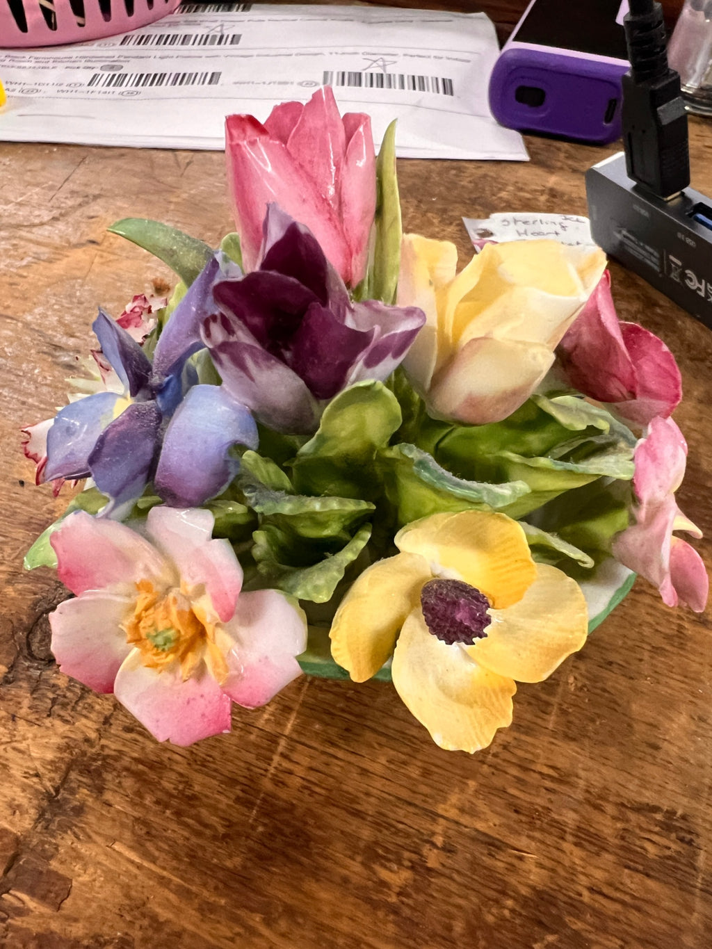 Crown Staffordshire Fine Bone China Hand-Painted Floral Posy – England, c.1950s