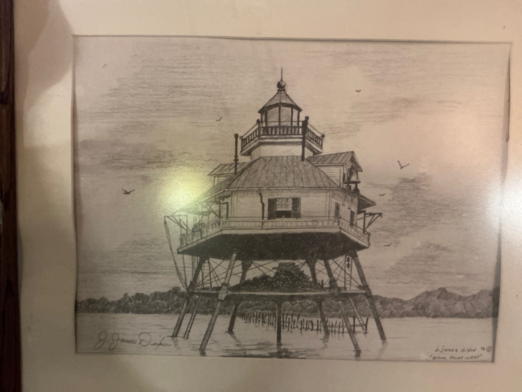 Drum Point Light Lithograph