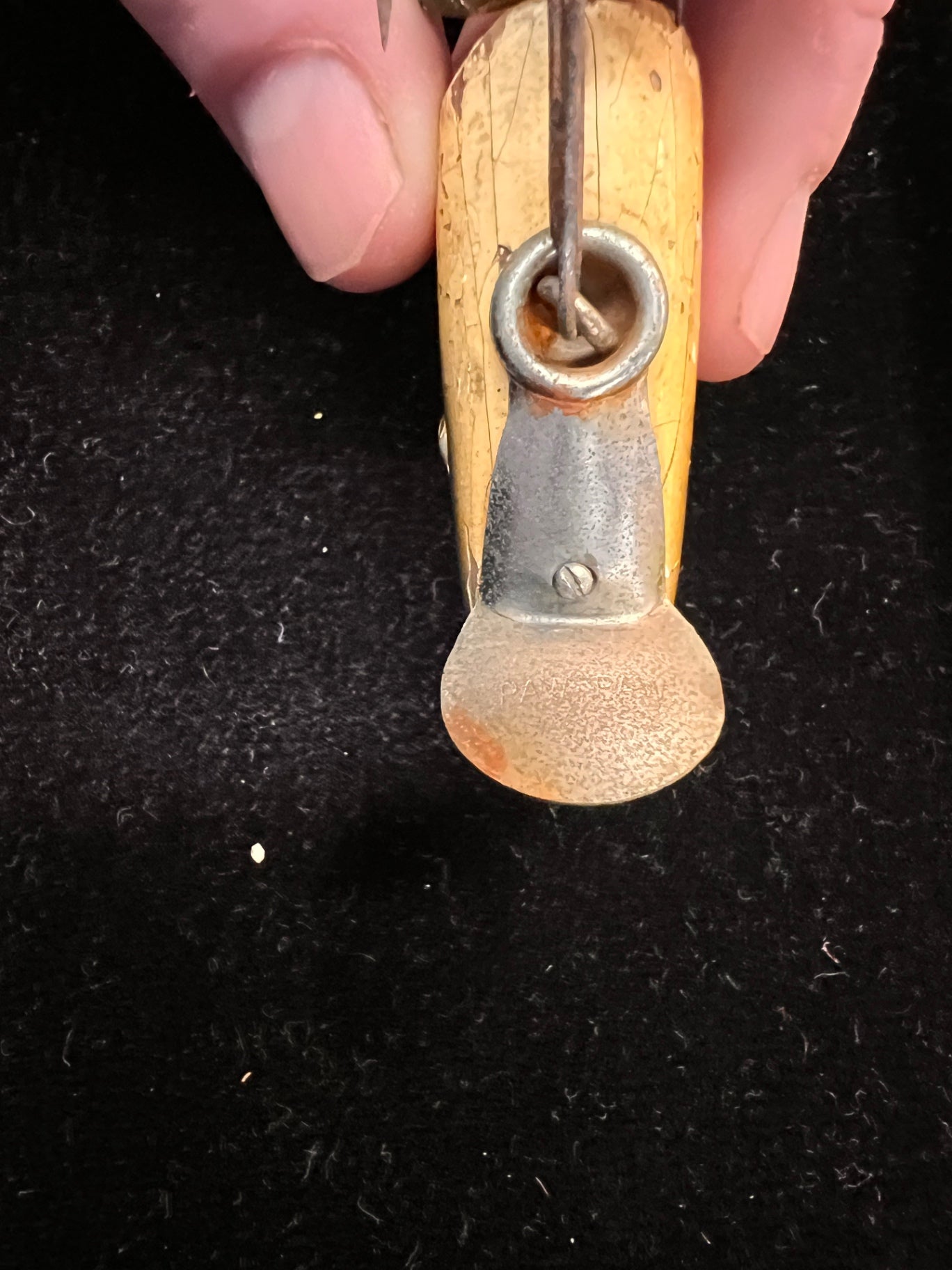 Vintage Paw Paw Jointed Fishing Lure (wood body, painted finish, marked “PAW PAW” on metal lip)