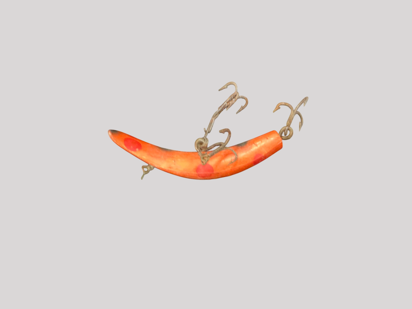 Vintage Lazy Ike #3 Wood Fishing Lure – Orange/Red Spot – 1950s–60s – Classic Walleye/Bass Crankbait
