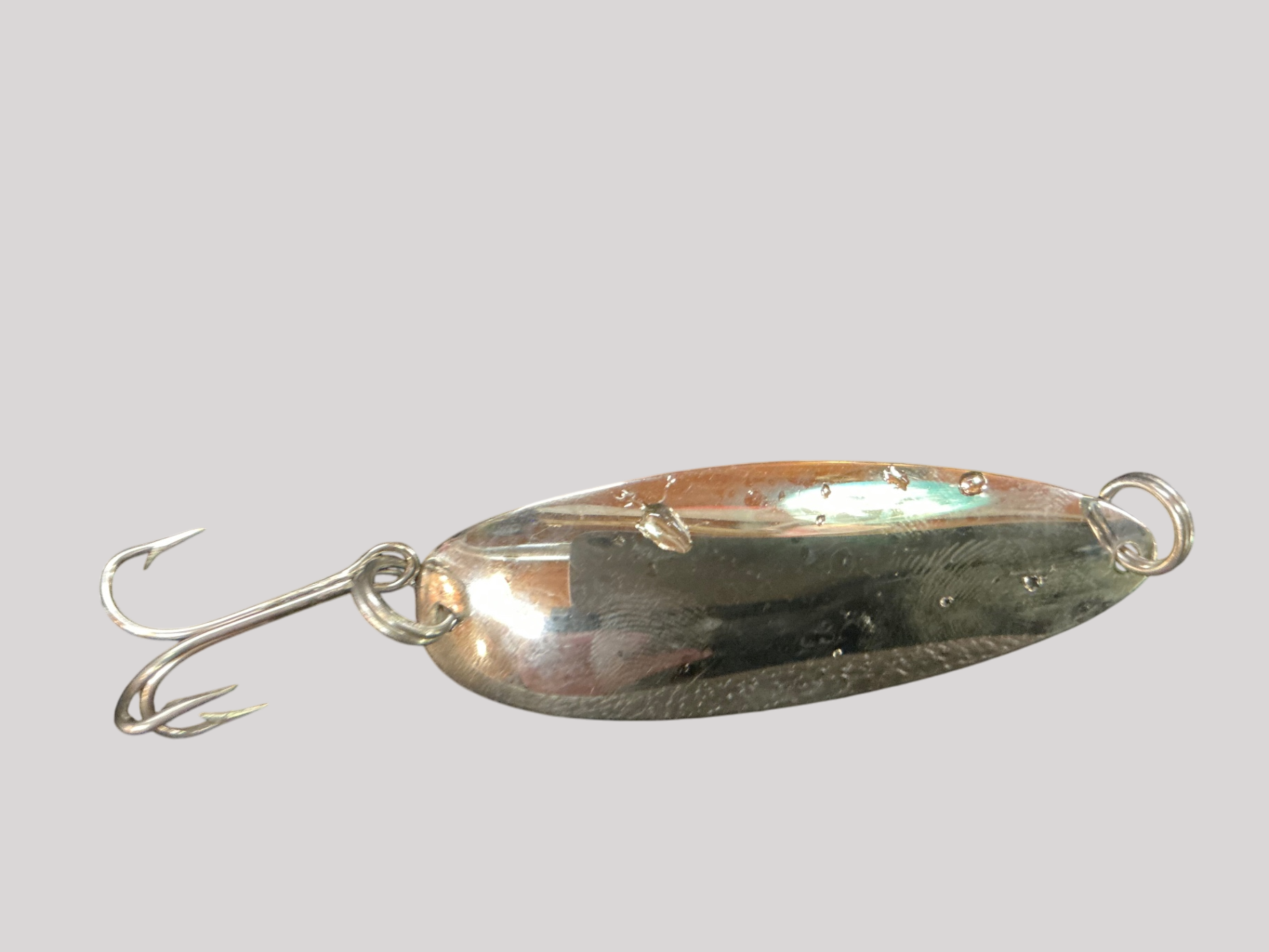 Vintage Chrome Fishing Spoon Lure – Oval Design with Treble Hook