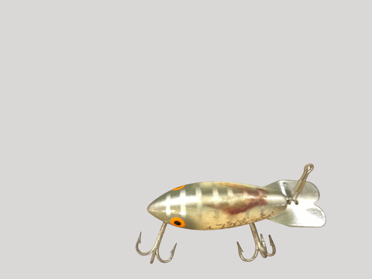 Vintage Heddon Tiny Torpedo – Silver Shiner Pattern – Topwater Prop Bait – 1970s–80s