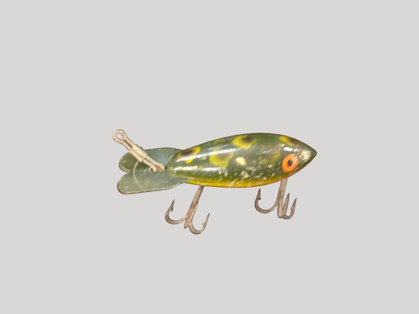 Vintage Heddon Tiny Torpedo – Frog Pattern – Topwater Prop Bait – 1970s–80s
