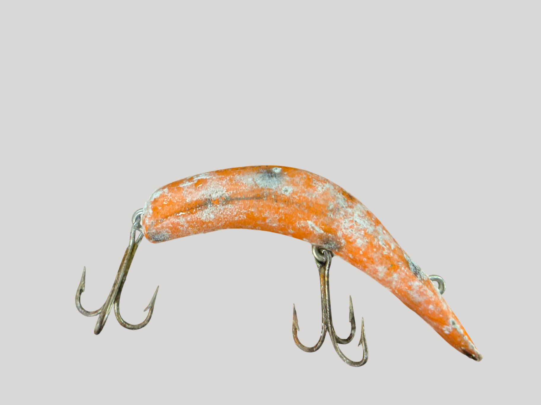 Vintage Wooden Creek Chub-Style Pikie Minnow – Solid Orange Finish – 2 Treble Hooks