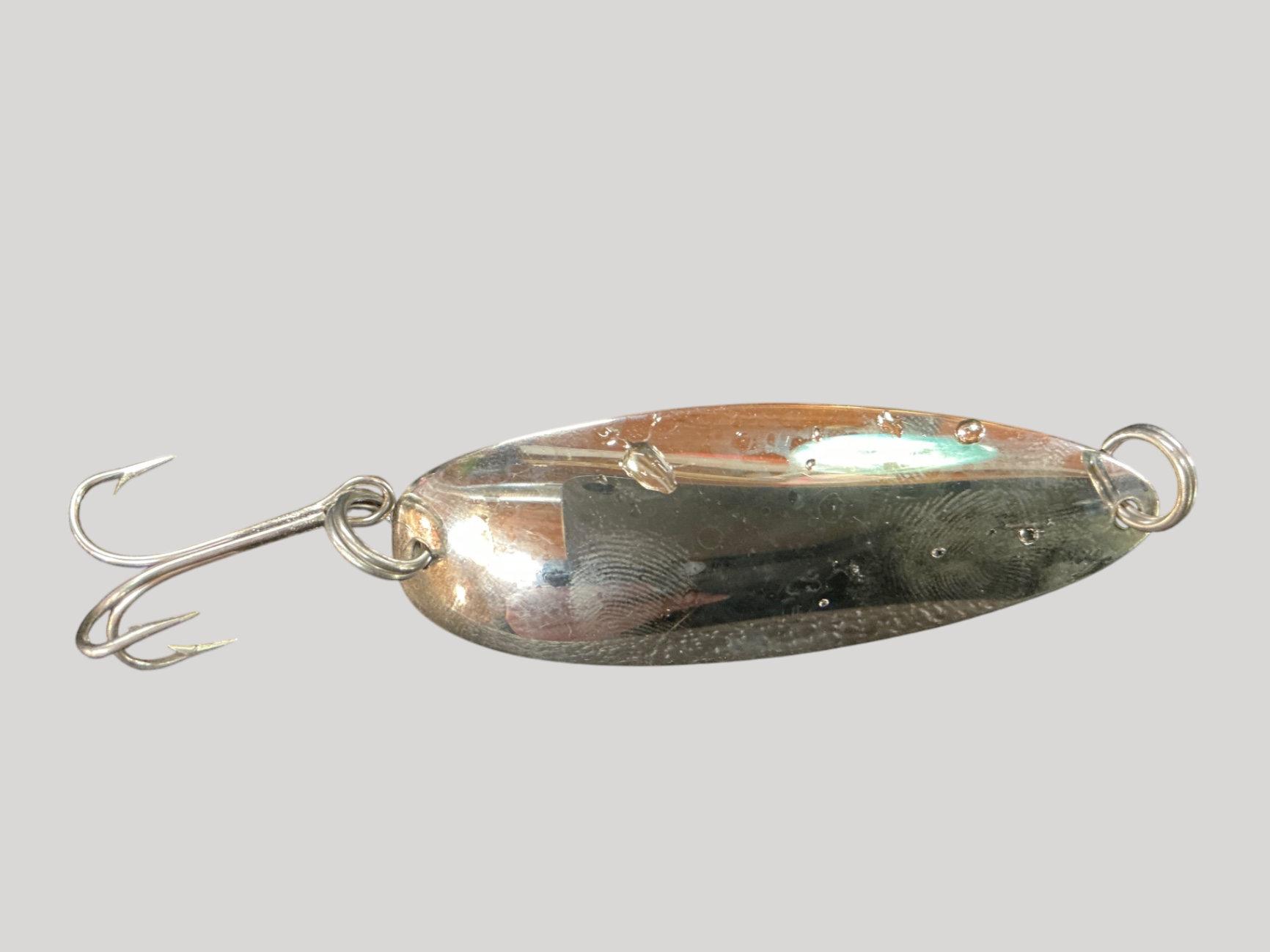 Vintage Chrome Fishing Spoon Lure – Oval Design with Treble Hook