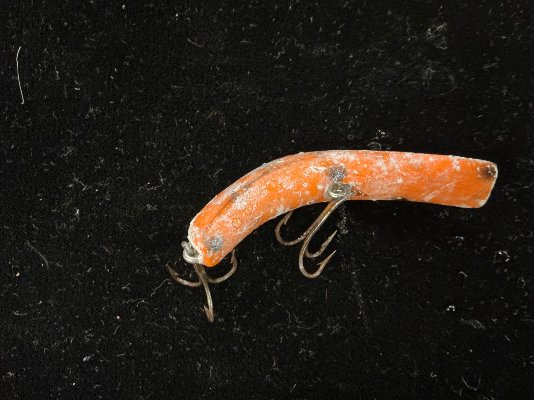 Vintage Wooden Creek Chub-Style Pikie Minnow – Solid Orange Finish – 2 Treble Hooks