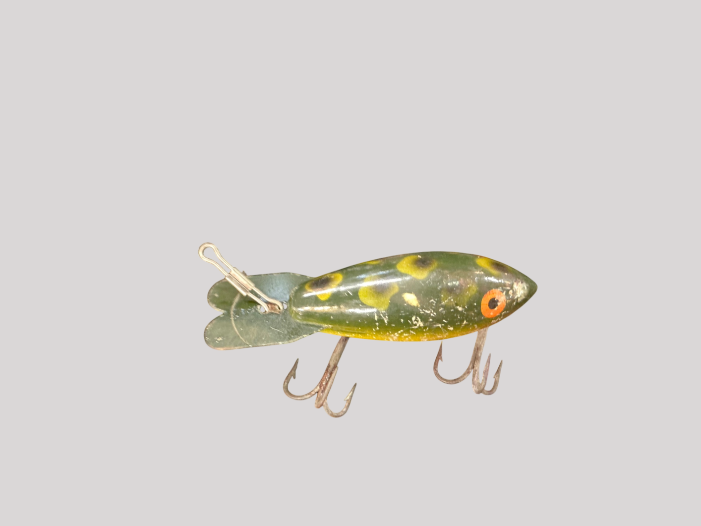 Vintage Heddon Tiny Torpedo – Frog Pattern – Topwater Prop Bait – 1970s–80s