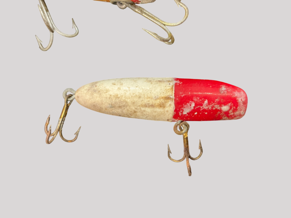 Vintage Red Head/White Wooden Fishing Lure – Unmarked – Circa 1940s–50s