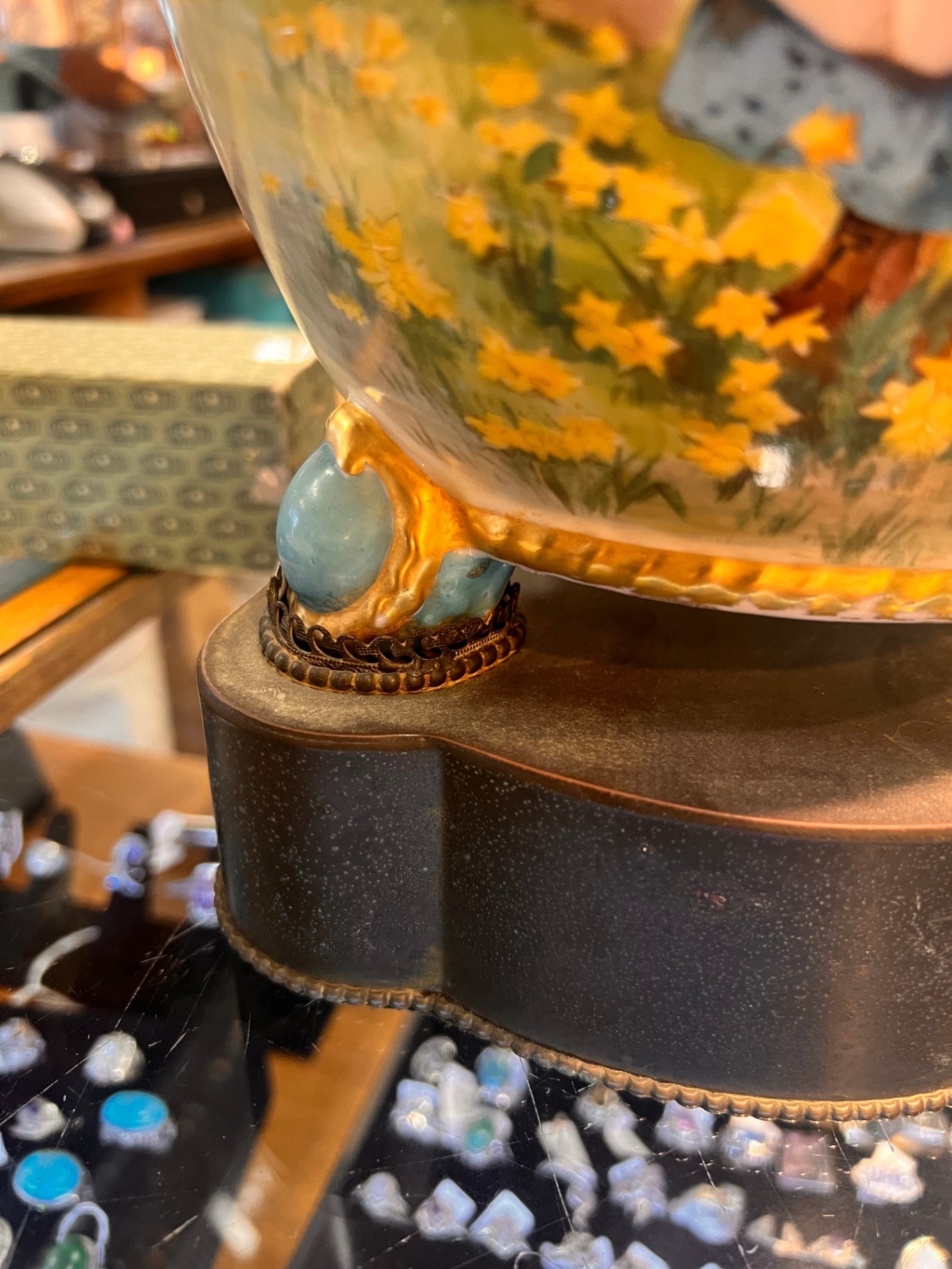 Antique Limoges France Hand-Painted Porcelain Jardinière with Figural Scene & Gilded Accents