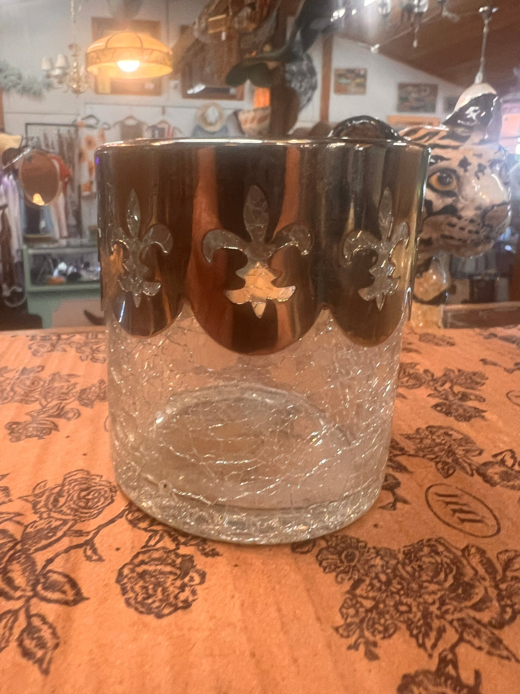 Silver Candle Votives Set of 12 Crackle Glass