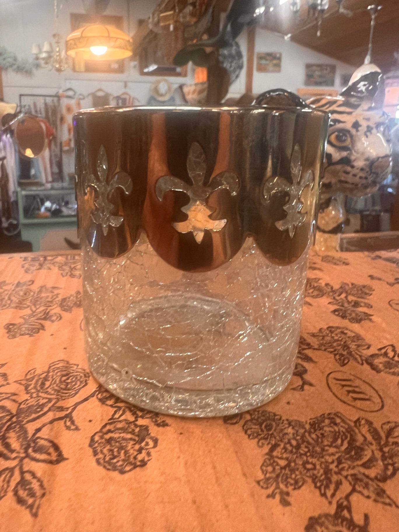 Silver Candle Votives Set of 12 Crackle Glass