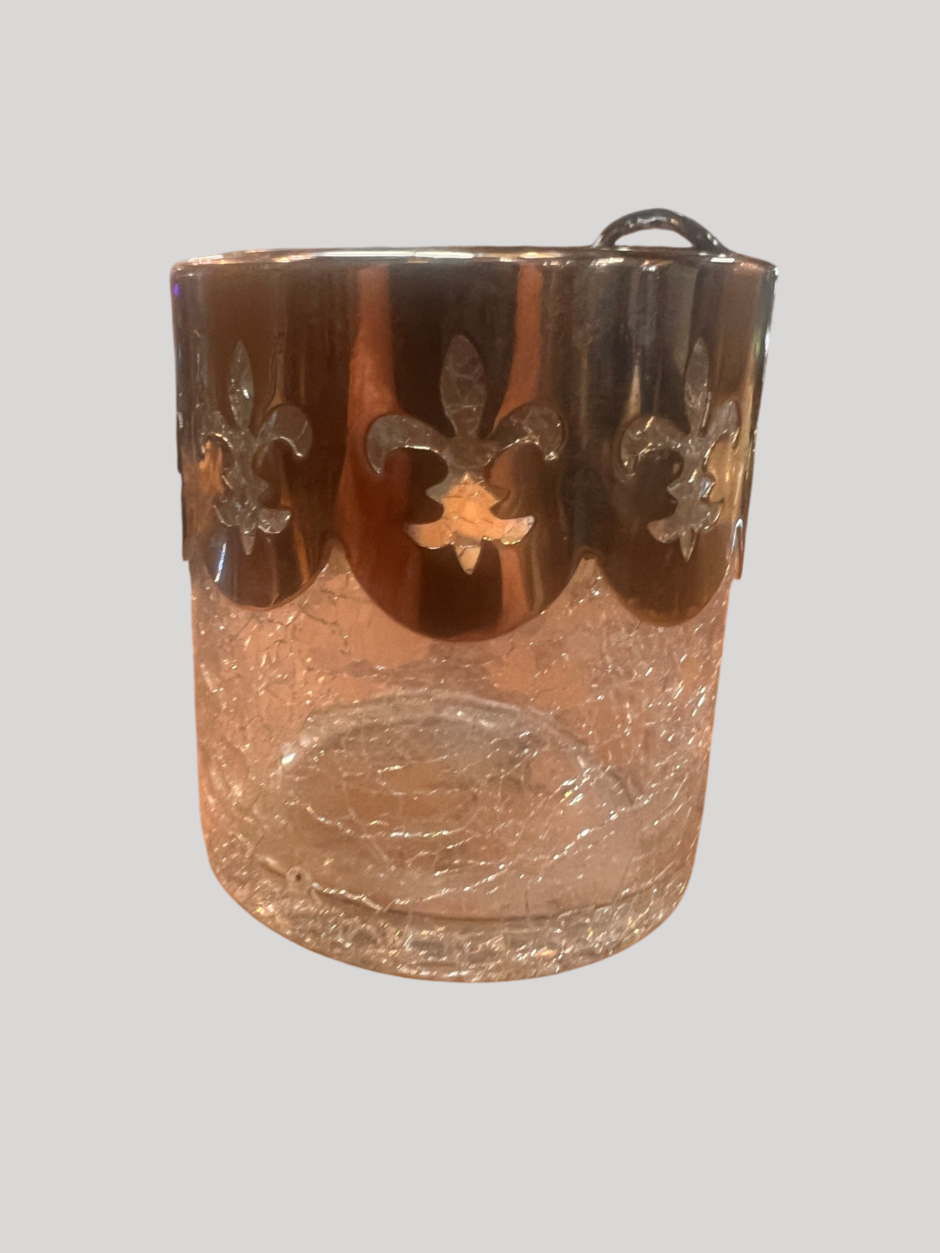 Silver Candle Votives Set of 12 Crackle Glass