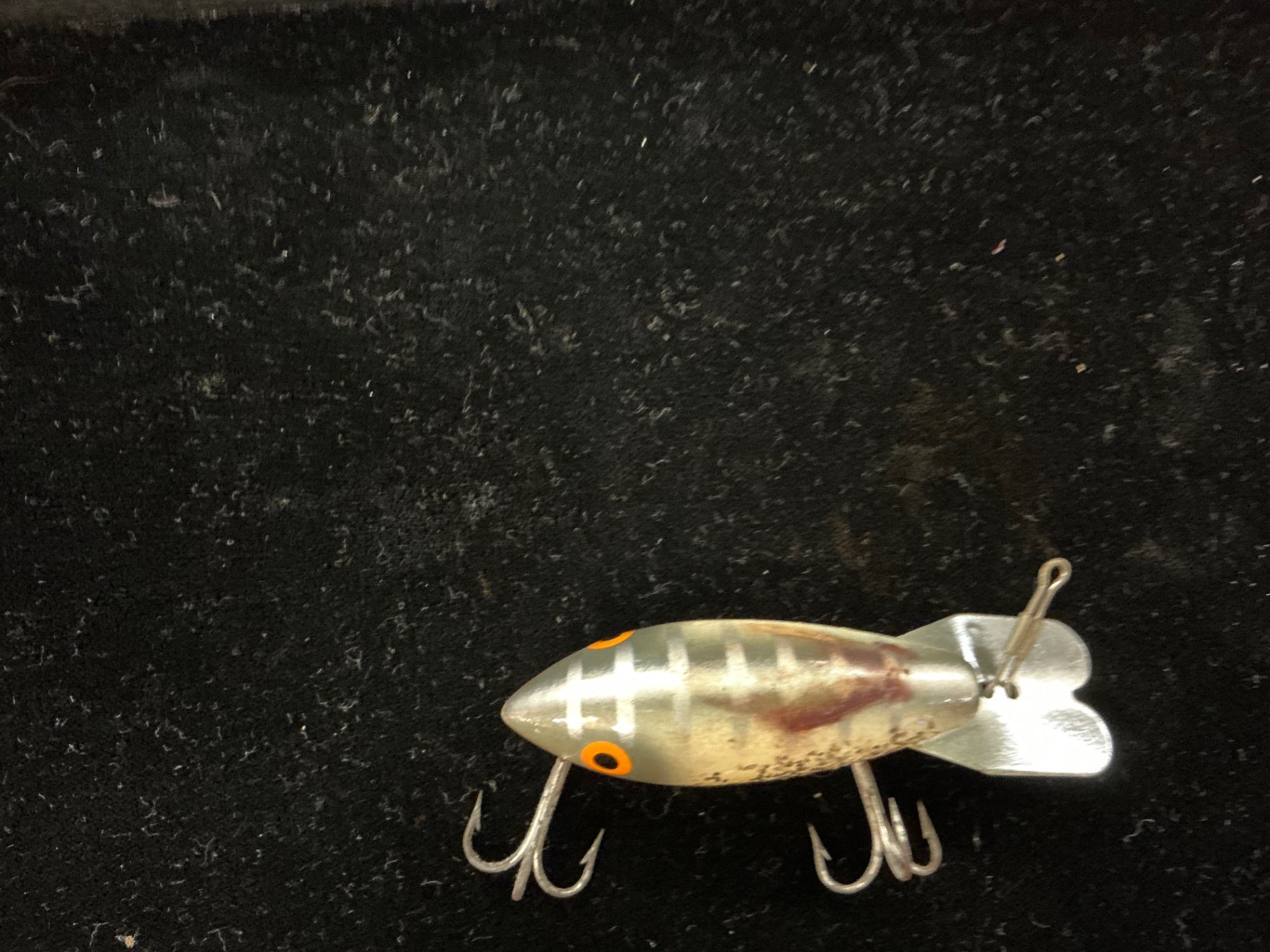 Vintage Heddon Tiny Torpedo – Silver Shiner Pattern – Topwater Prop Bait – 1970s–80s
