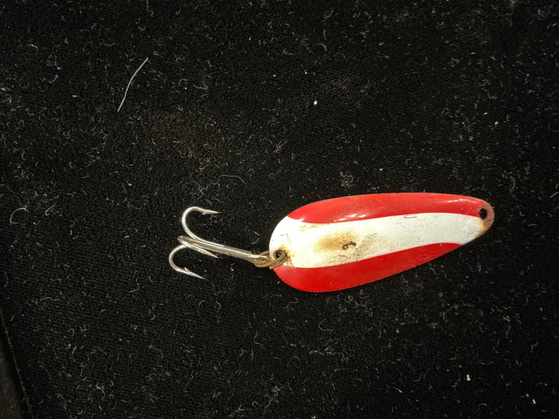 Vintage Red & White Metal Spoon Lure – Classic Wobbler Design – Legacy Antiques & Consignment