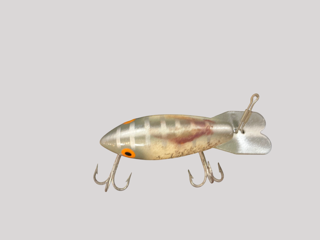 Vintage Heddon Tiny Torpedo – Silver Shiner Pattern – Topwater Prop Bait – 1970s–80s