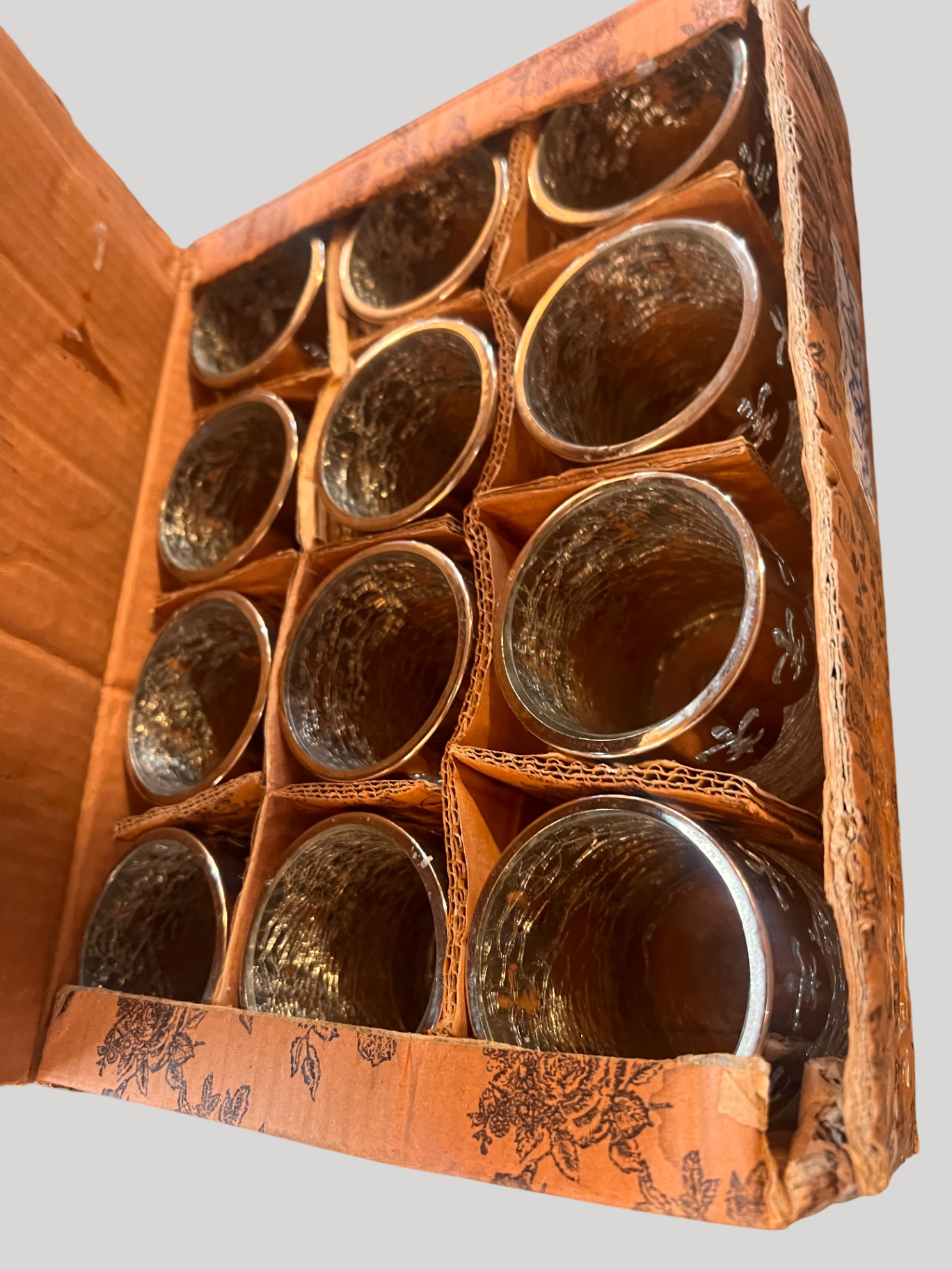 Silver Candle Votives Set of 12 Crackle Glass