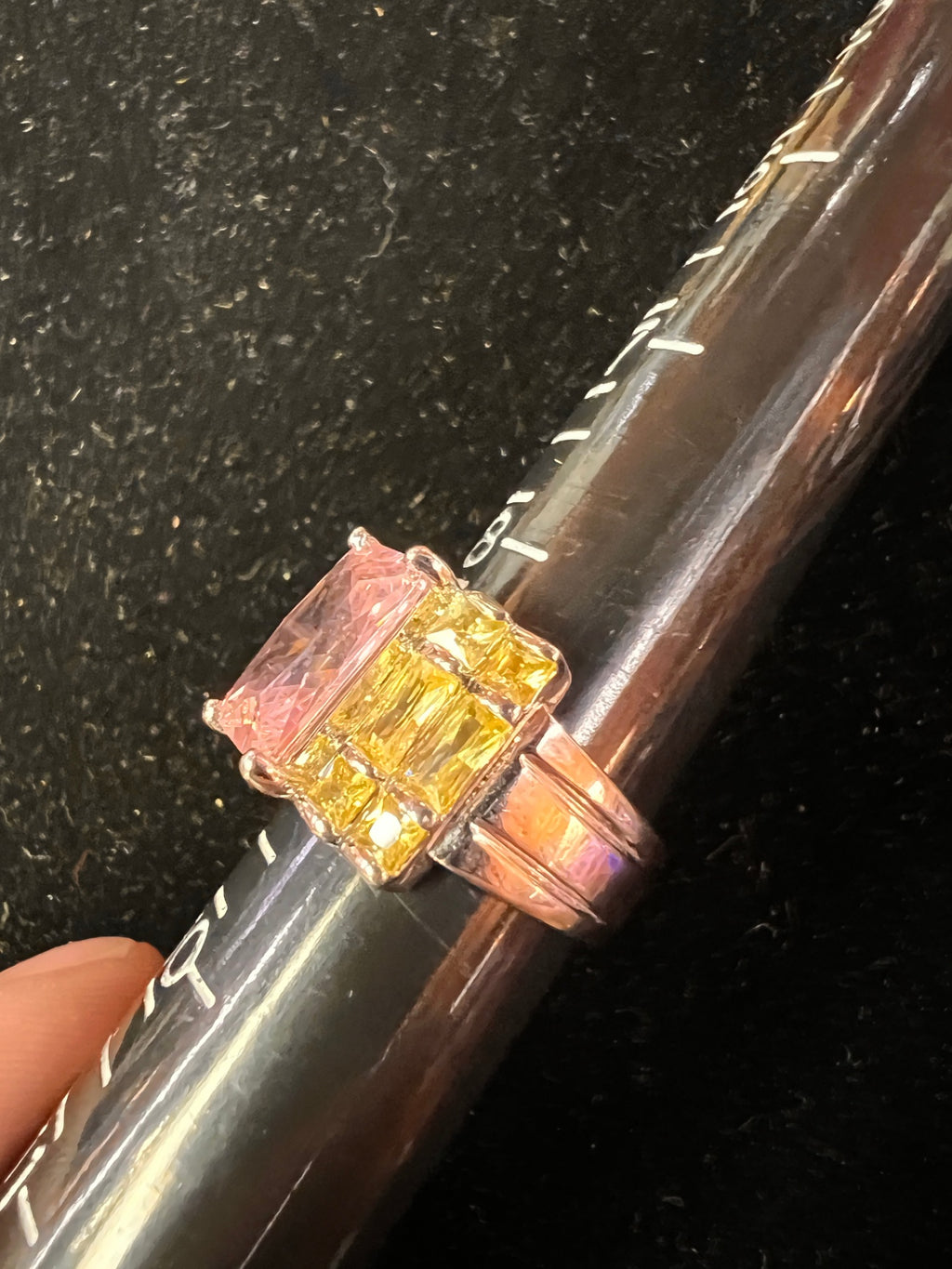 Sterling Size 9  Citrine and Pink Topaz 