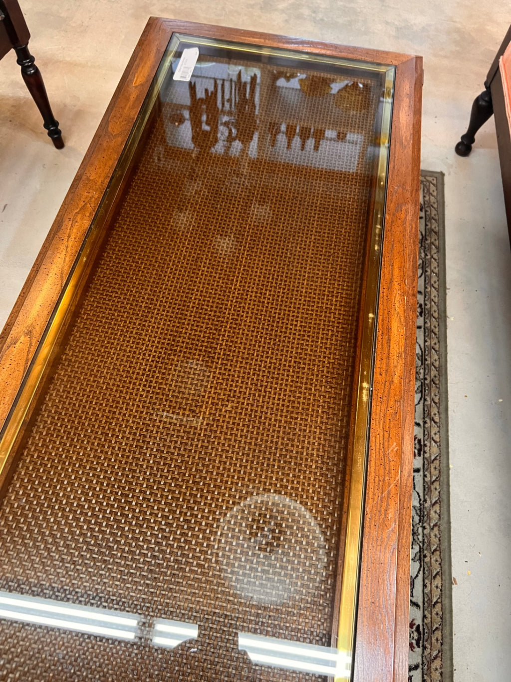 Coffee Table Rattan & Glass Style
