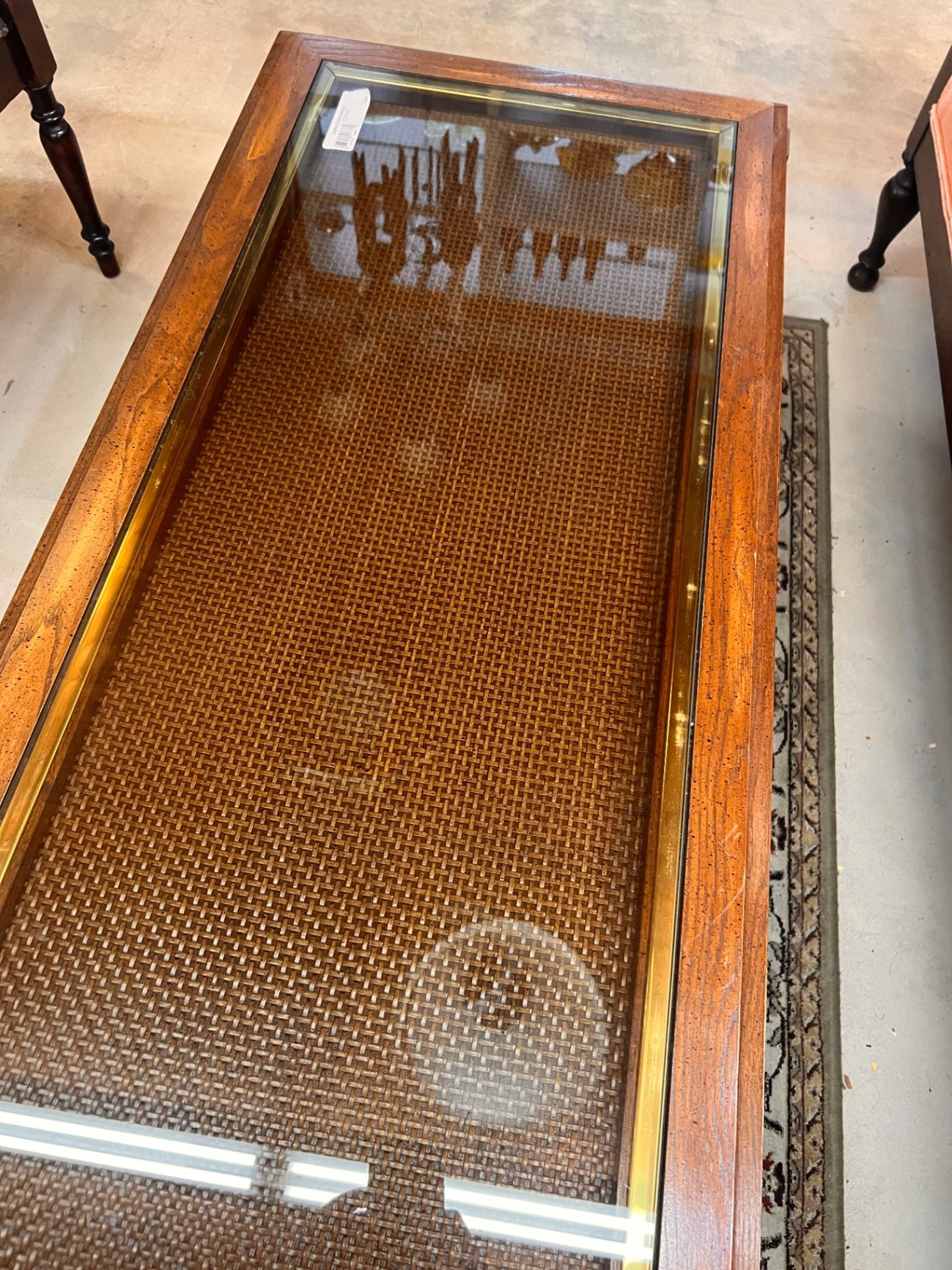 Coffee Table Rattan & Glass Style