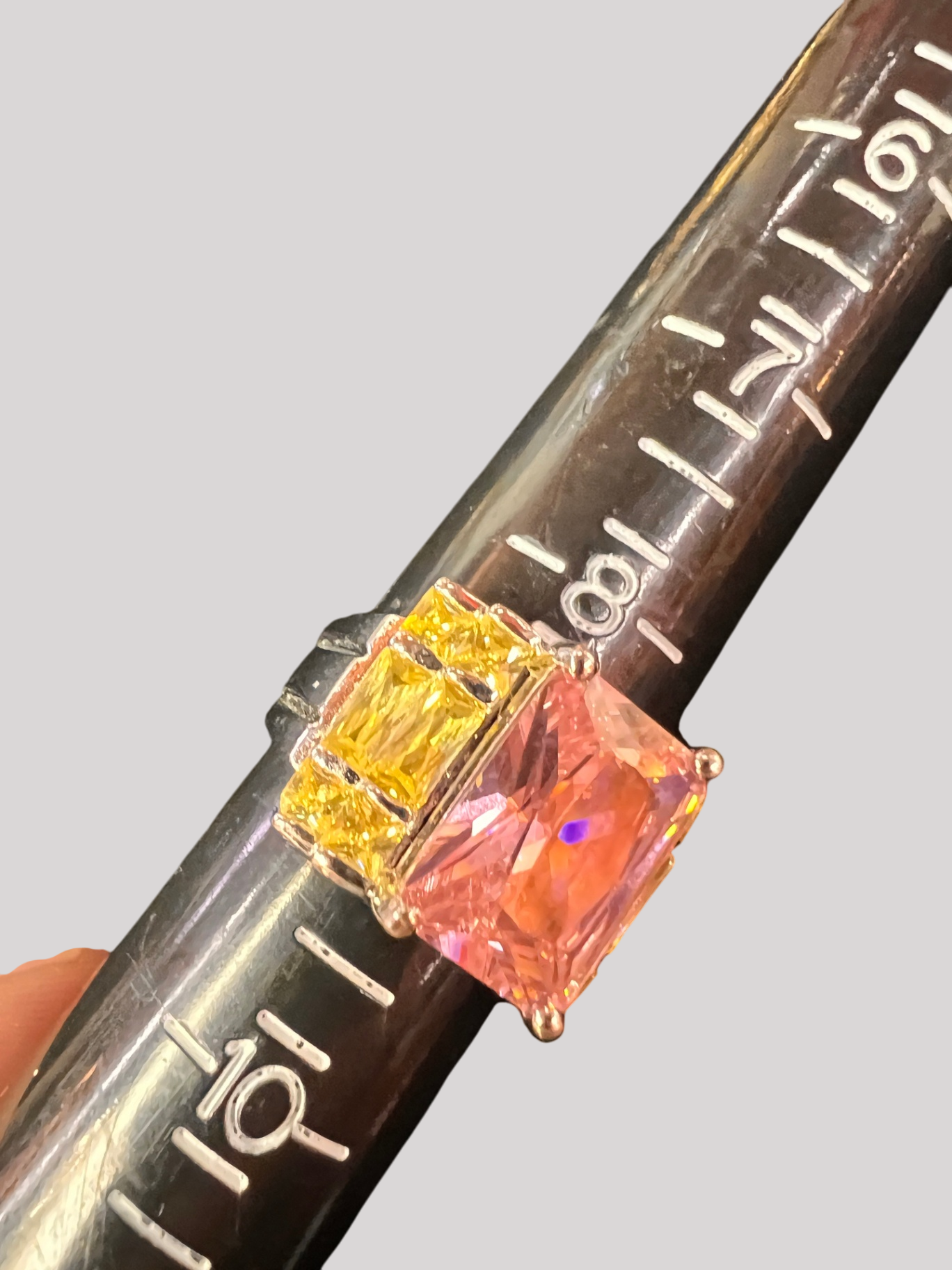 Sterling Size 9  Citrine and Pink Topaz 