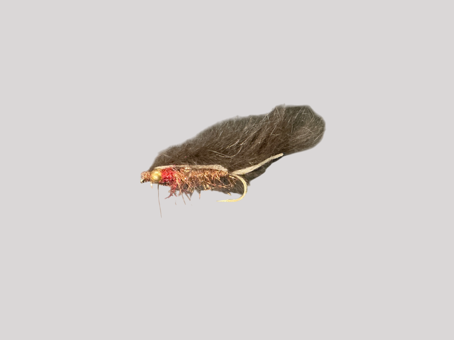 Vintage Woolly Bugger-Style Streamer Fly – Brown & Red Accent