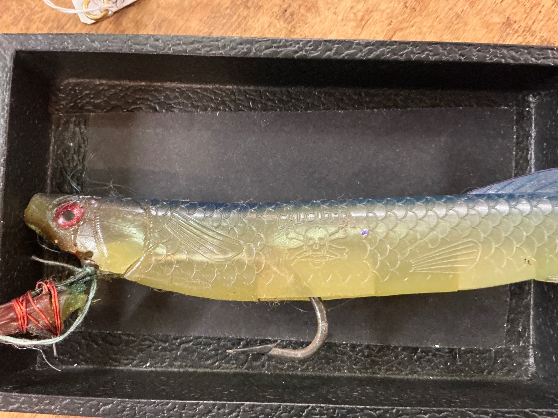 Vintage Soft Plastic Eel/Needlefish Fishing Lure – Red Eyes, Weed Guard