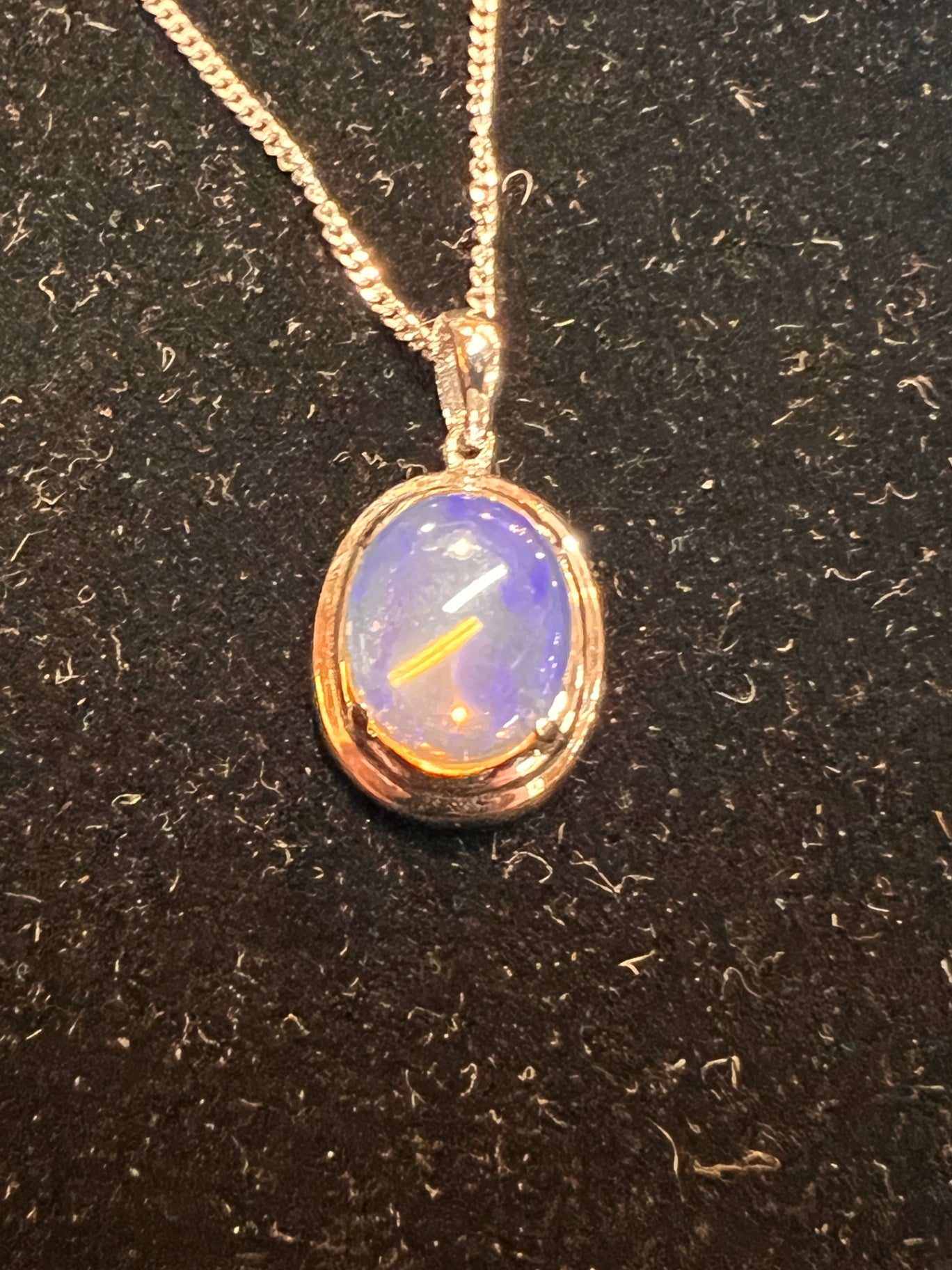 Sterling and Opal  18" Chain and Pendant