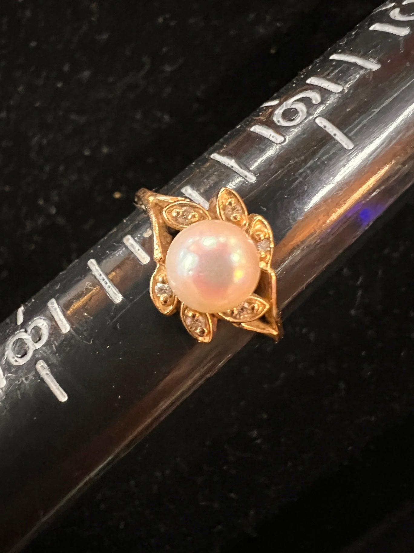 14 k Gold Diamond and Opal Ring.  2.5 Grams Total Weight
