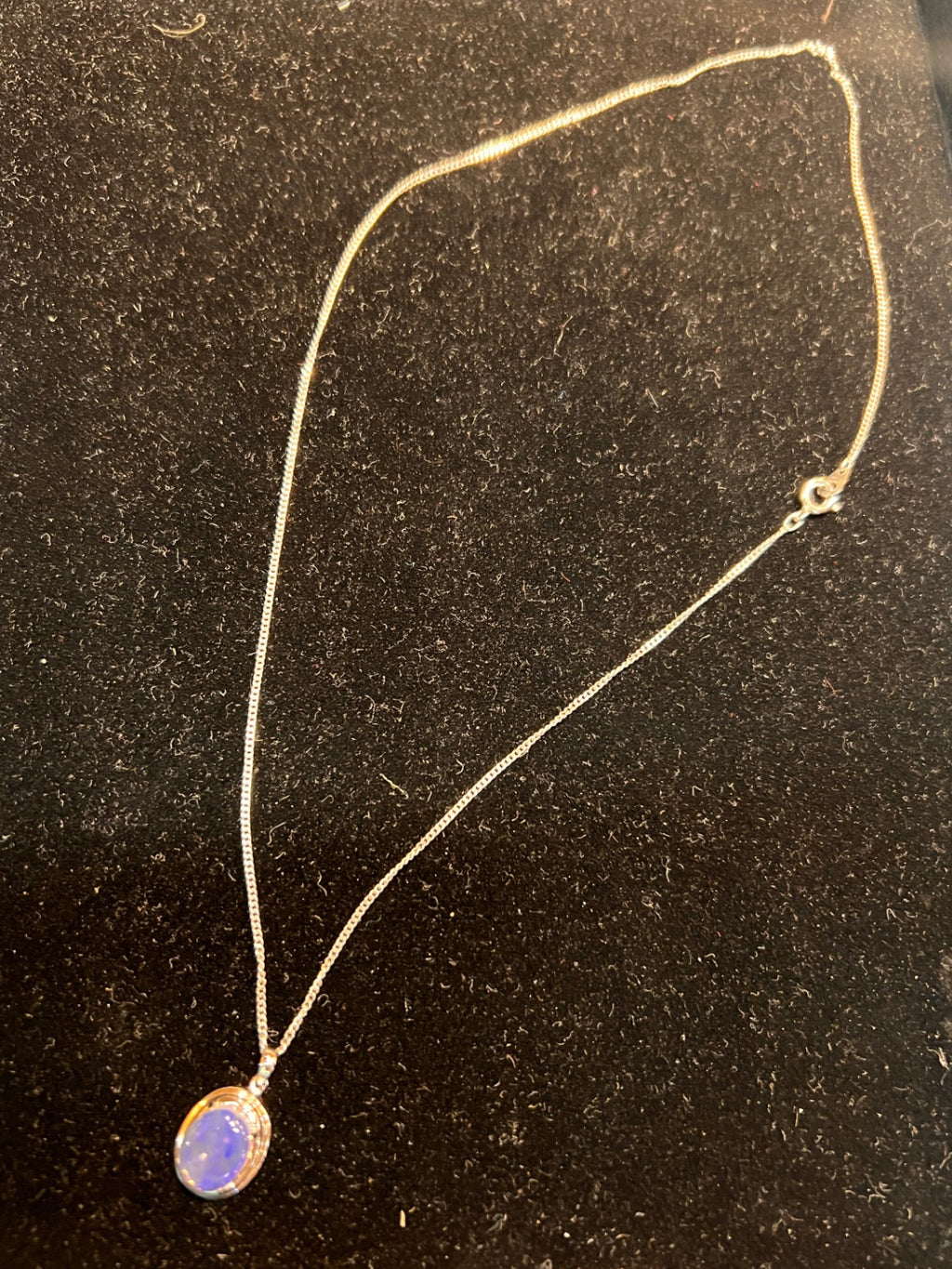 Sterling and Opal  18" Chain and Pendant