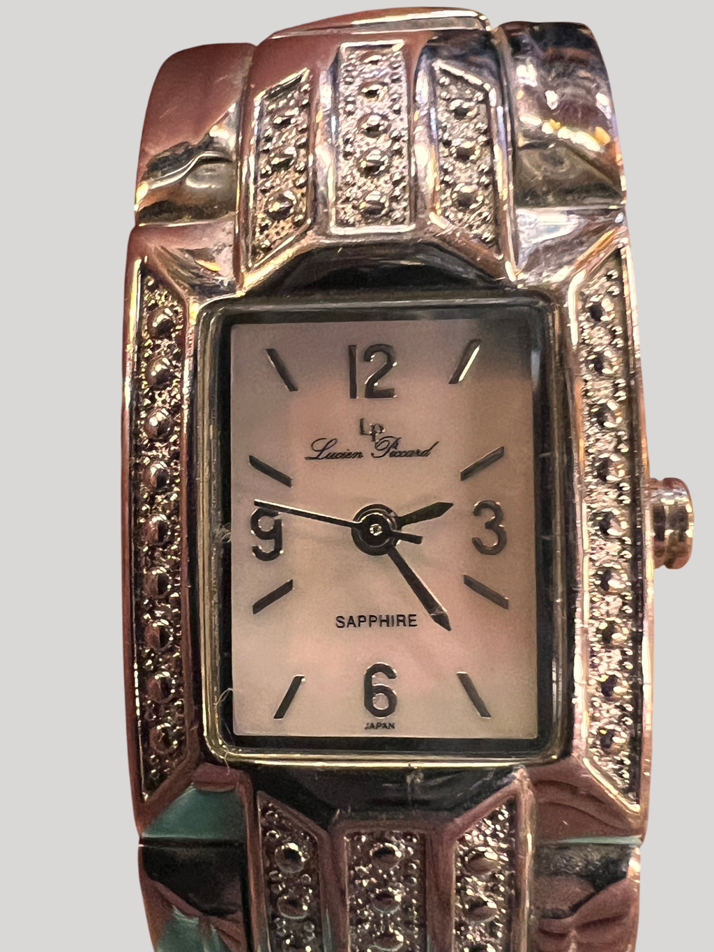 Lucien Piccard women’s quartz watch, model 26578SS, sapphire crystal, decorative stones