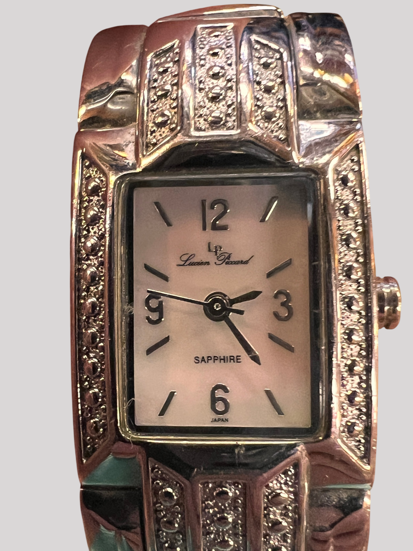 Lucien Piccard women’s quartz watch, model 26578SS, sapphire crystal, decorative stones