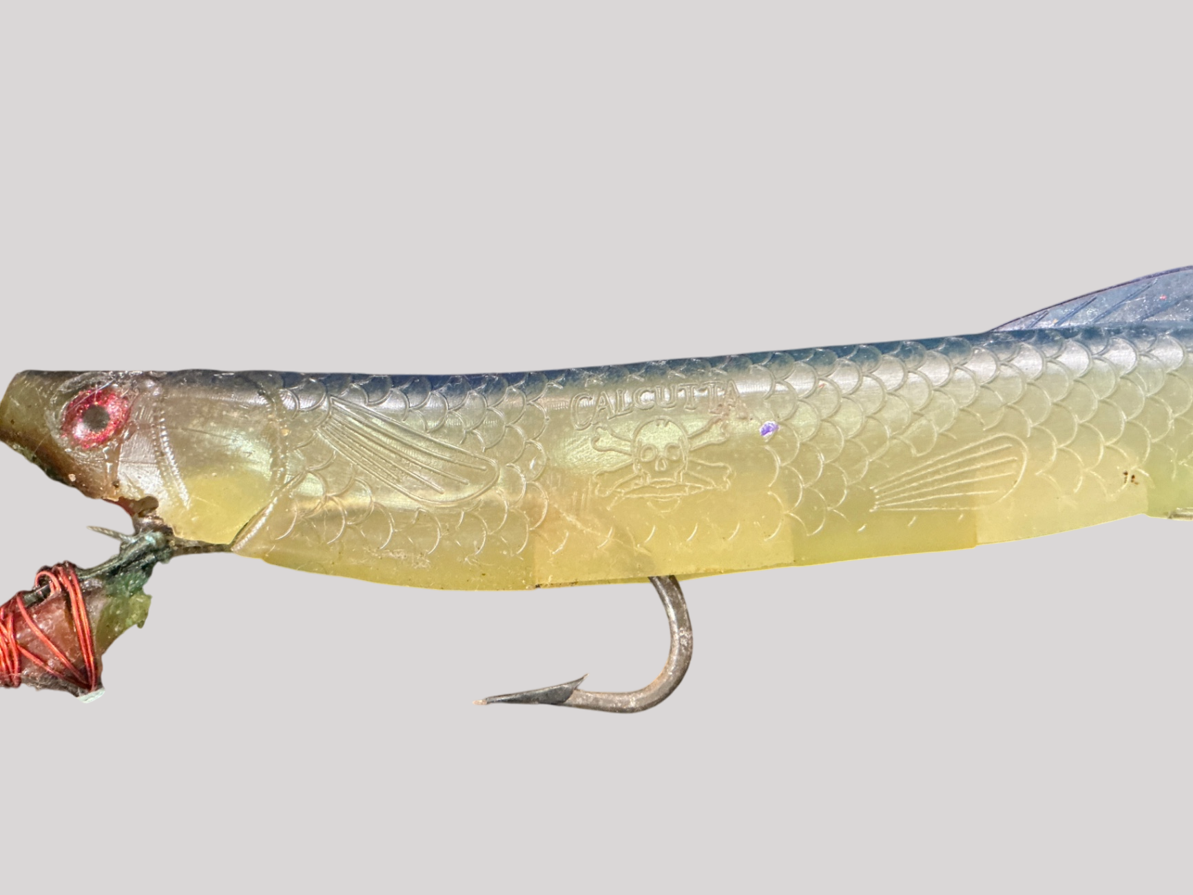 Vintage Soft Plastic Eel/Needlefish Fishing Lure – Red Eyes, Weed Guard