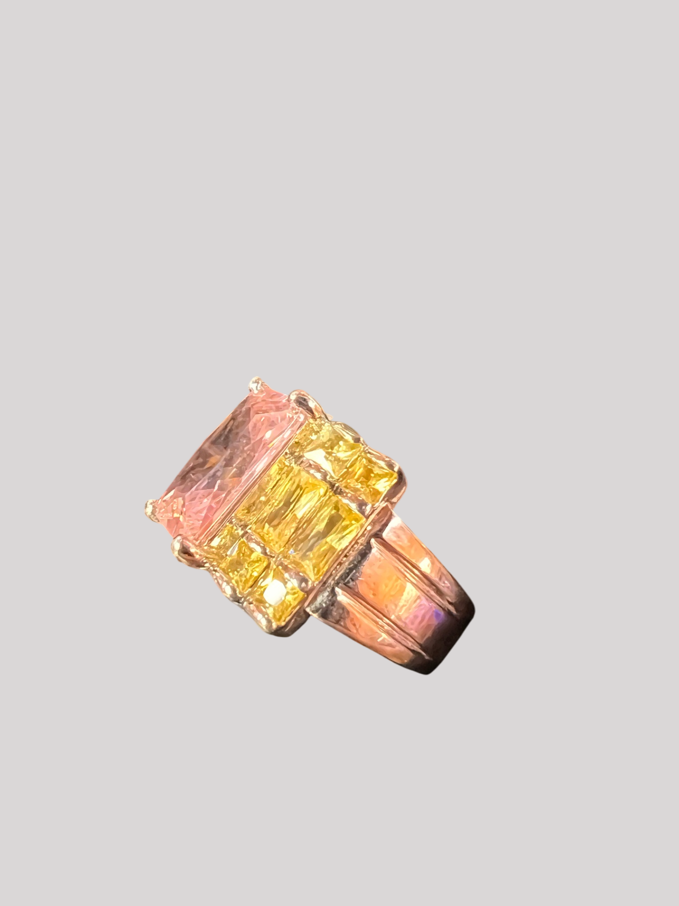 Sterling Size 9  Citrine and Pink Topaz 