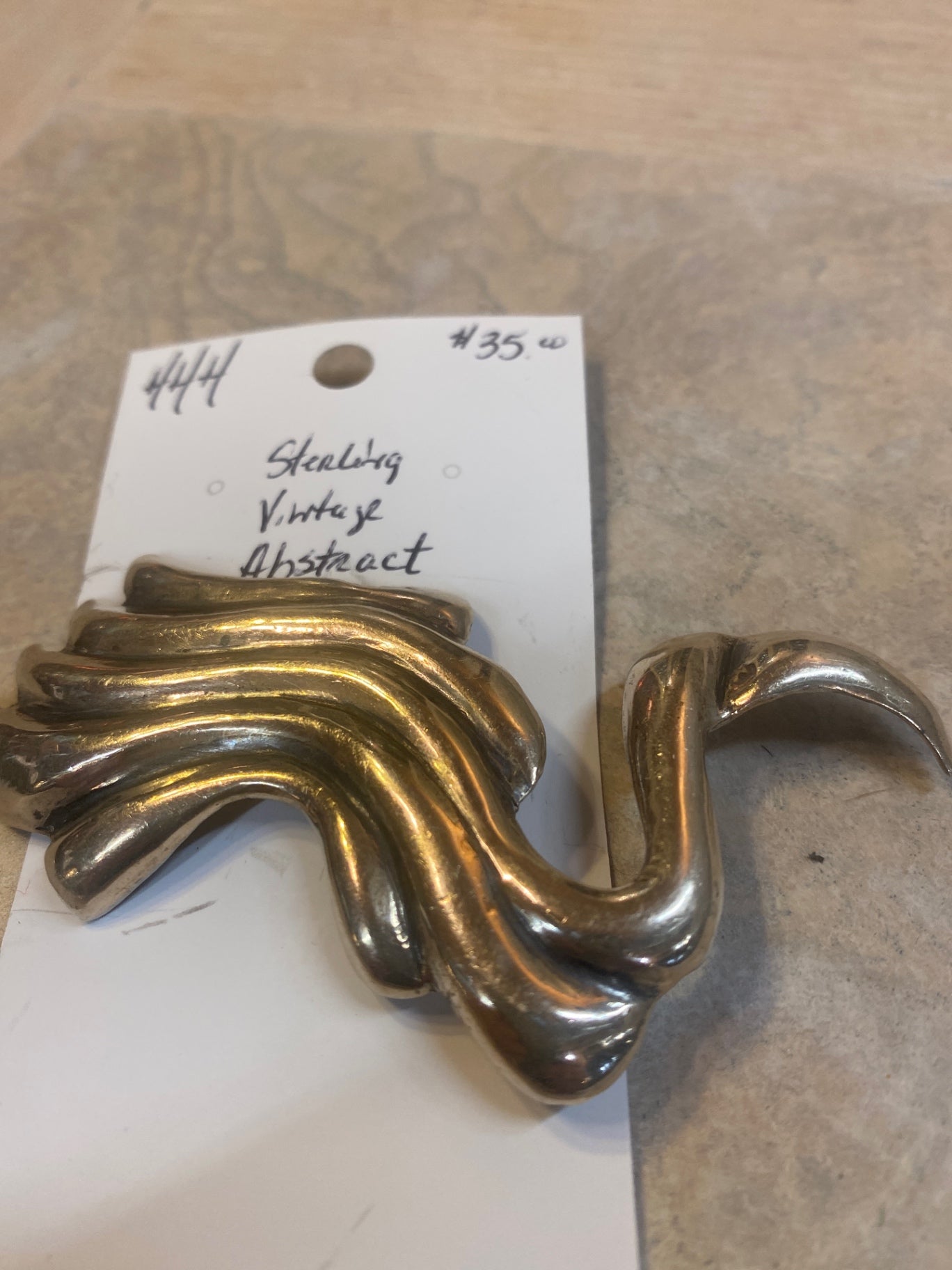 Sterling Abstract Large Birdlike Brooch