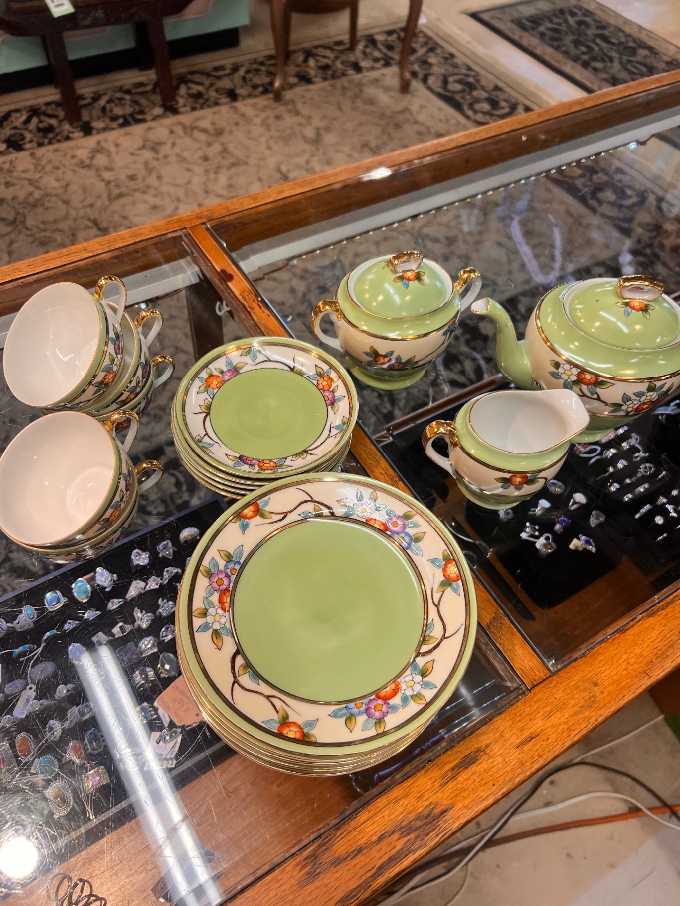 Noritake 5 piece Tea Service with Cream and Sugar