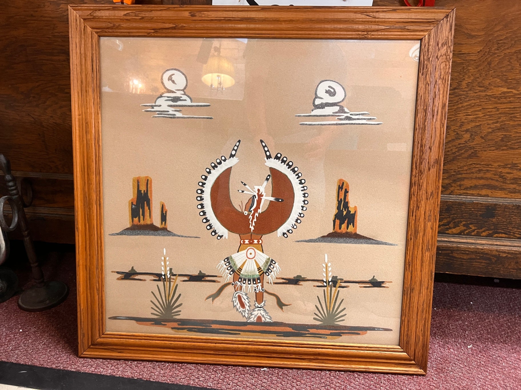Navajo Sand Painting – Framed (24x24, New Mexico origin)